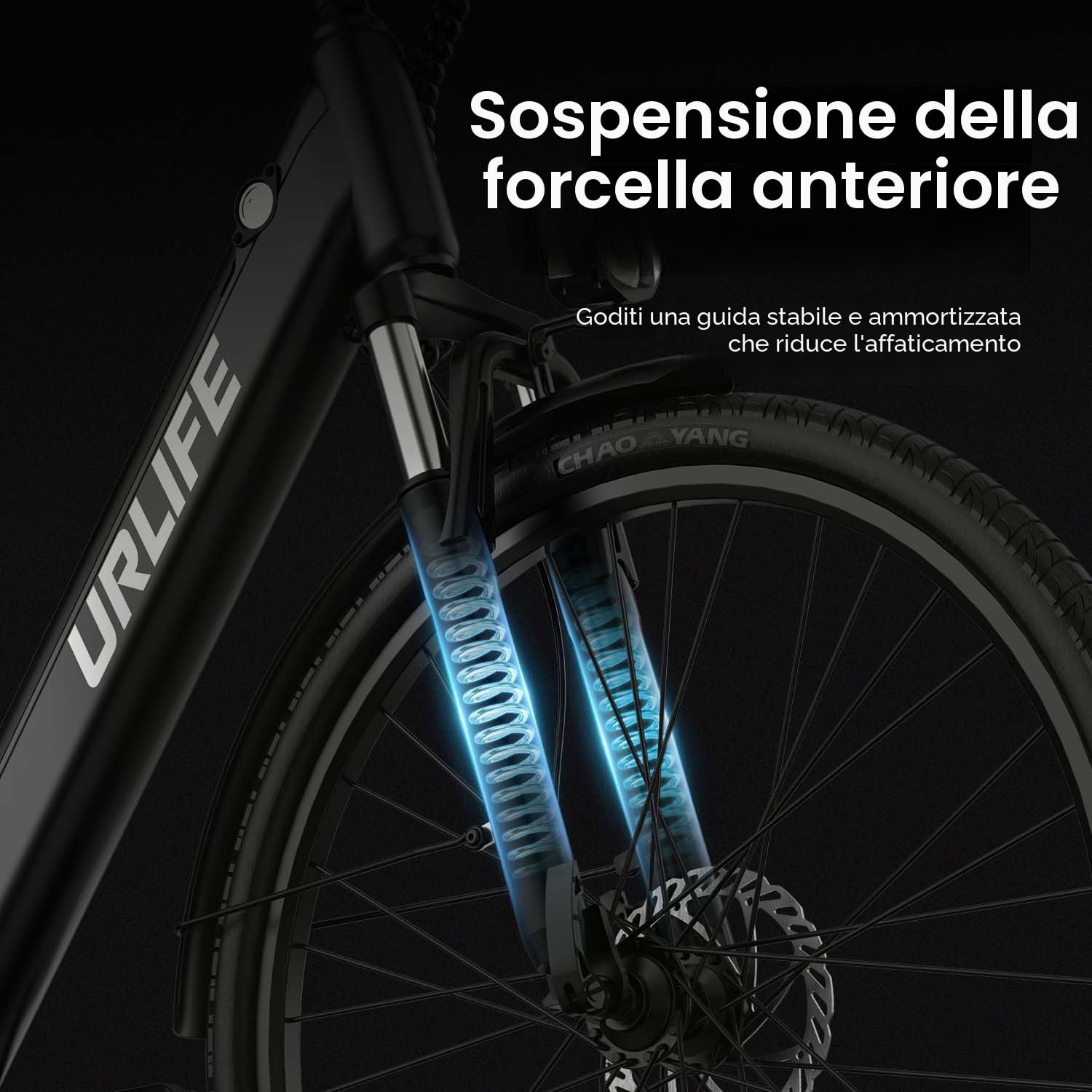 URLIFE Bici Elettrica Per Adulti Da 26", Bicicletta Elettrica con display LCD, 7 Velocità Batteria Rimovibile Autonomia, E-bike Per Pendolari Urbani