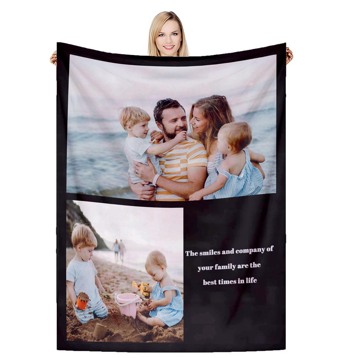 DSSHENGDS Customized best mom gift, birthday personalized blanket, personalized couple blanket, personalized photo gift for mom, girlfriend, him, her, anniversary, Christmas-B-130 * 180 — image 1