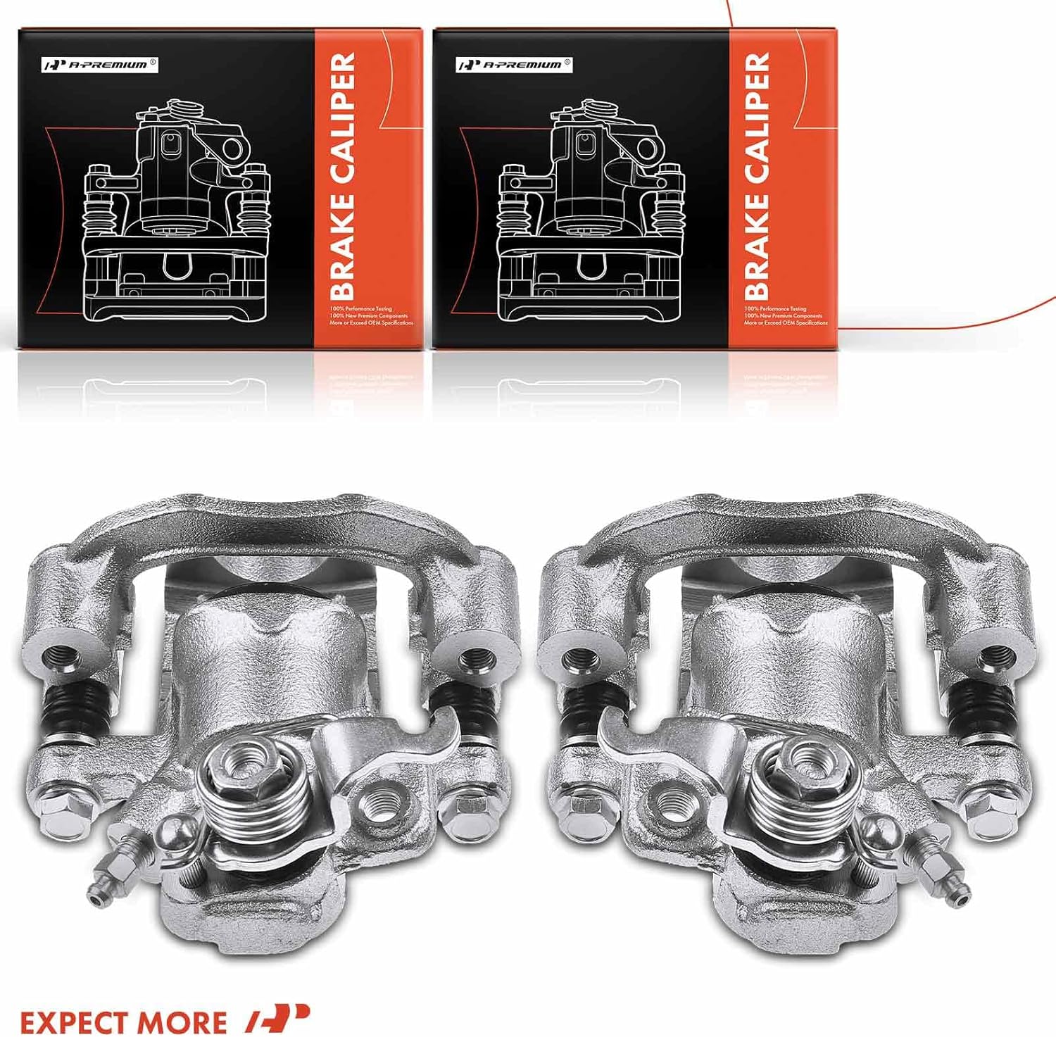 A-Premium Disc Brake Caliper Assembly with Bracket Compatible with Select Nissan Models - 240SX 1995 1996 1997 1998, L4 2.4L Coupe - Rear Driver and Passenger Side, 2-PC Set