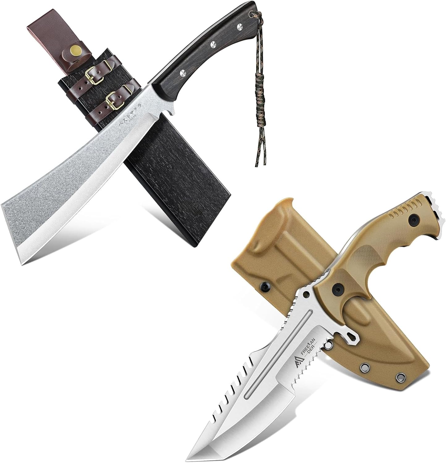 Freelander Japanese Machete for Cutting Trees Heavy Duty and Outdoor Fixed Blade Knife