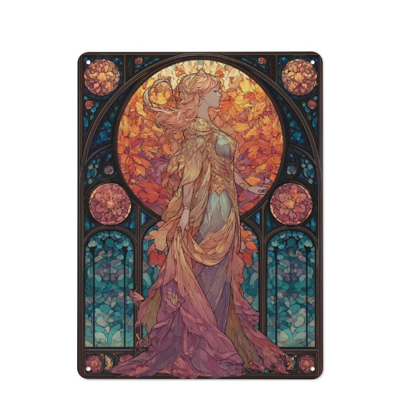 Junmoney Autumnal Majesty Retro-Style Metal Sign 40X30cm For Studio Or Craft Room, Gift For Studio Decor Lovers During The Christmas Season