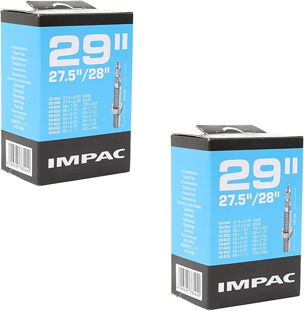 Impac x Mountain Bike Inner Tubes-Presta Valve (Pair) Fits, Black, 27.5 (2-2.35) 28 29 (1.75-2.35)