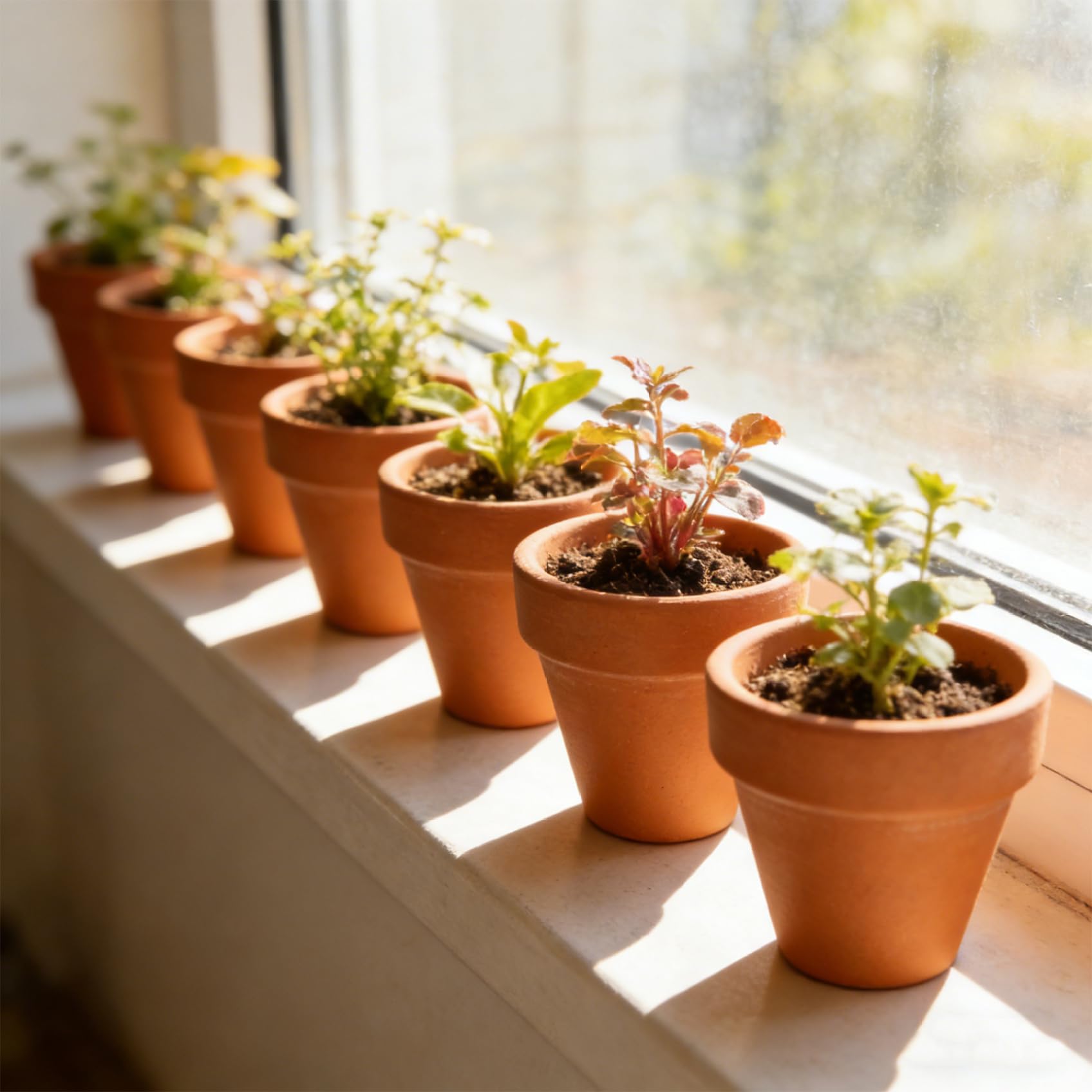 Vasi in Terracotta, Confezione da 24 Vasi per Piante in Terracotta, Piccola Argilla da 2, 17 Pollici con Foro di Drenaggio, Mini Fiore per Piante Grasse, Erbe, Fioriera Classica Ceramica Rosso Matt