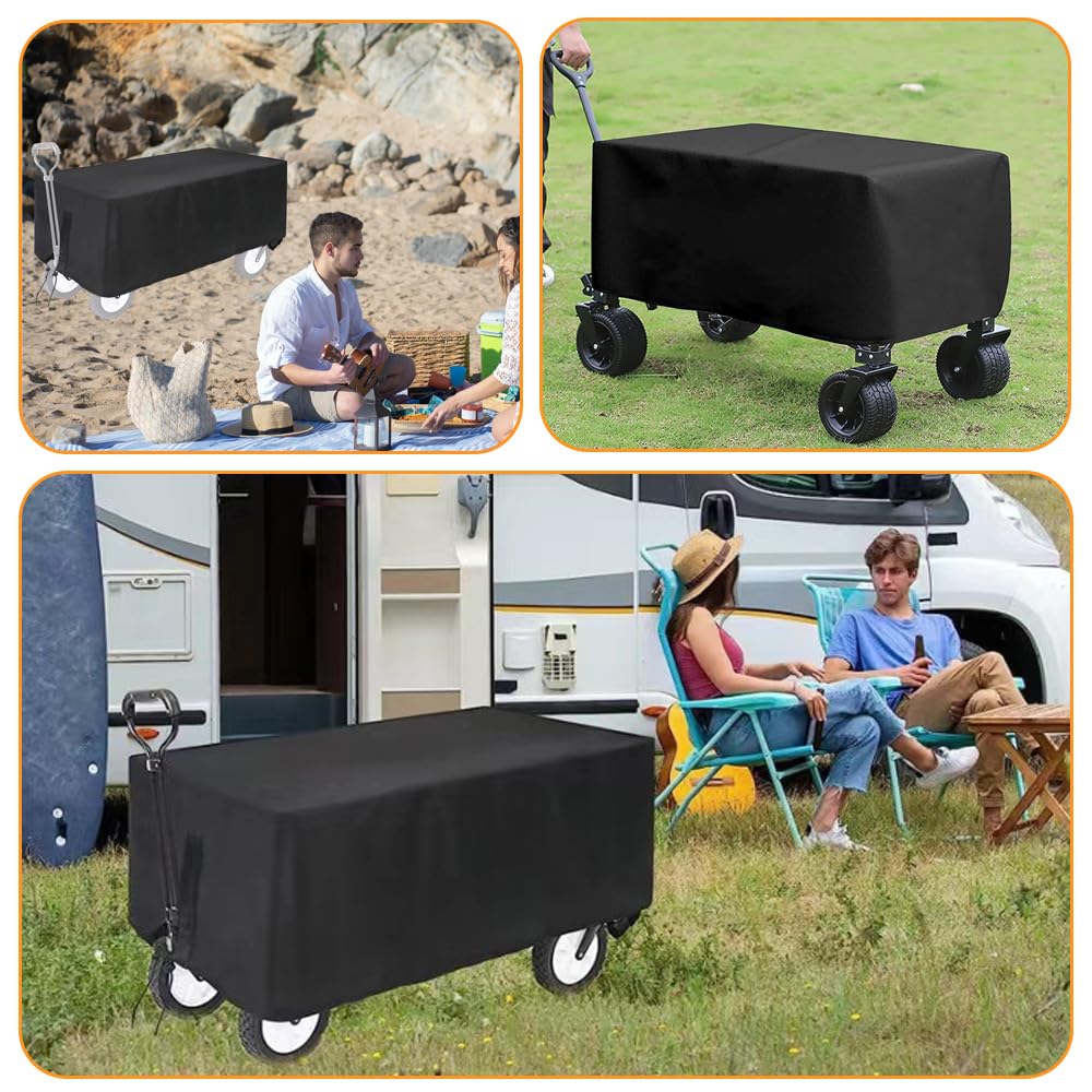 Bolderkarhoes - Opvouwbare Tuinwagen Afdekking 95x60x50 Cm - Waterdicht Oxford Zwart
