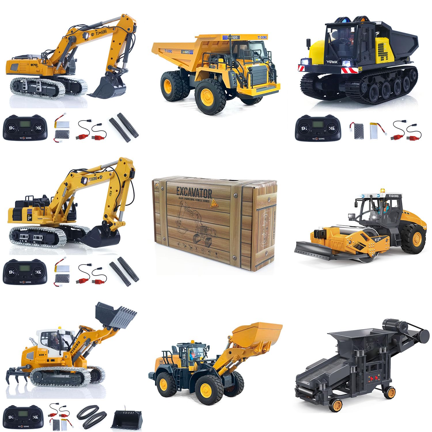 wheelfun 1/50 Elettrico Telecomando Escavatore K970 LR636 PC520 RC Dump Truck Loader Modello Luci Suoni Metà Metallo Desktop Livello Regalo Hobby Grade Modello per Età 15+