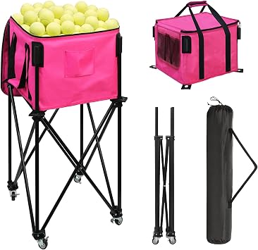 BESTHLS Foldable Tennis Ball Hopper, Pickleball Baseball Hopper Basket
