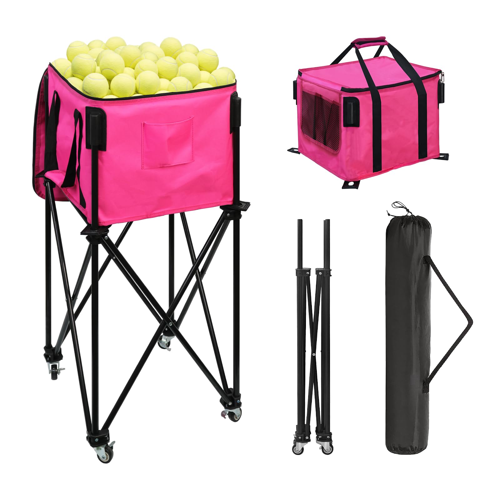 BESTHLS Foldable Tennis Ball Hopper, Pickleball Baseball Hopper Basket