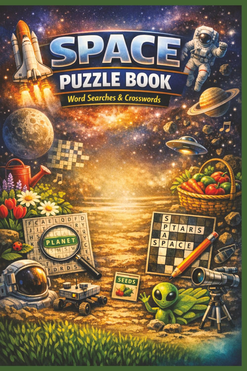 Space Puzzle Book: 60 Word Searches & Crosswords About Planets, Stars, Galaxies & Space Exploration