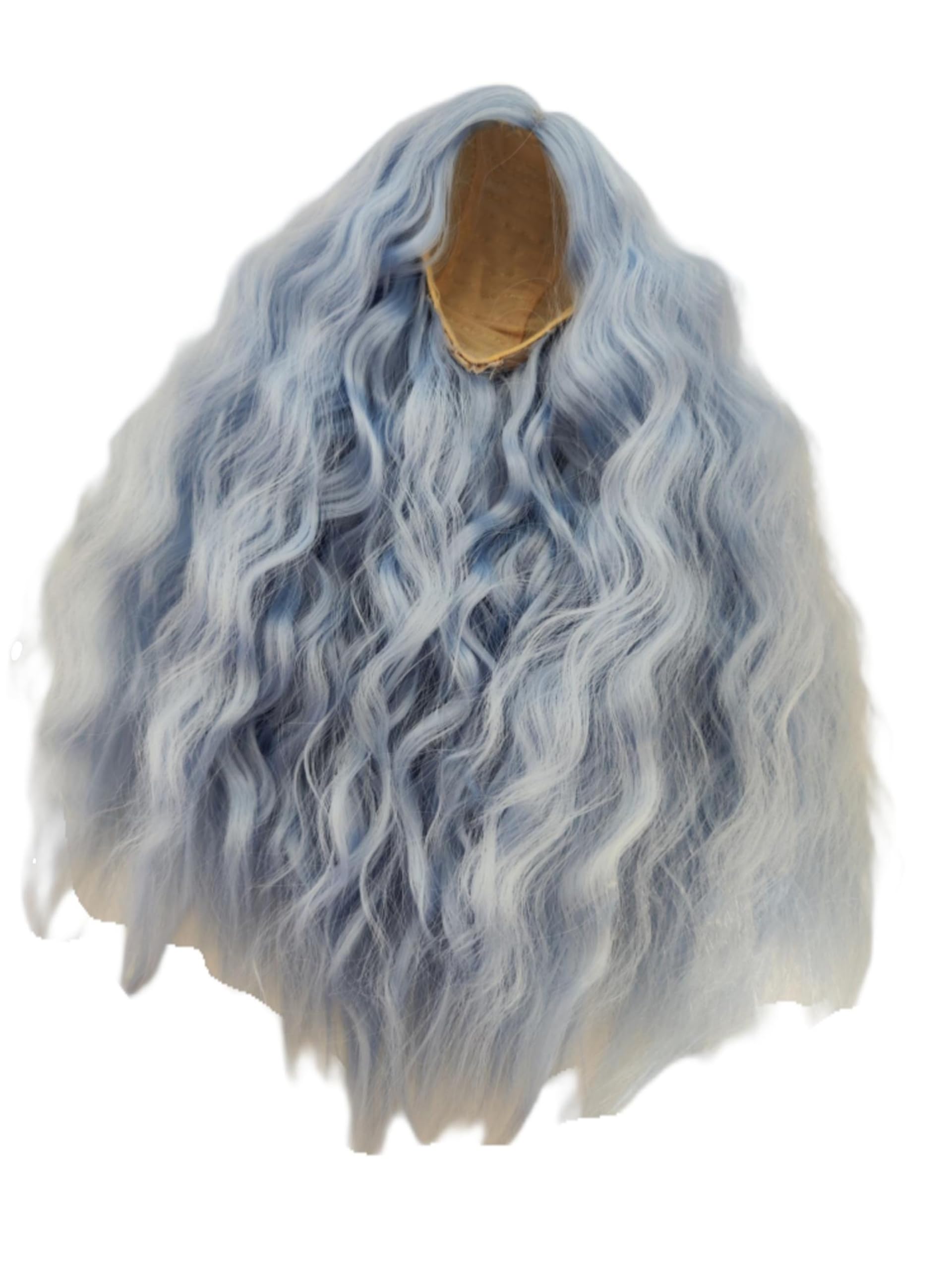 1/3 bjd Wig Head Circumference 8-9inch (22-24cm) Middle Instant roll high Temperature Fiber Hair Sky Blue