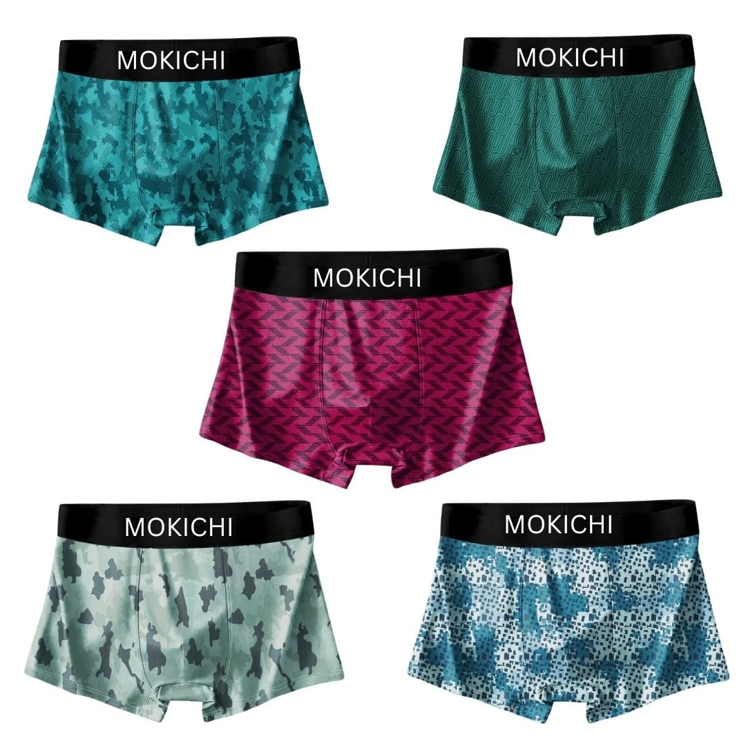 Men's Printed Boxer Briefs Pack of 5 | Soft Stretch Polyester Trunks | Breathable, Moisture-Wicking, Quick Dry Innerwear | Comfortable Elastic Waistband | Multicolor-picture-12