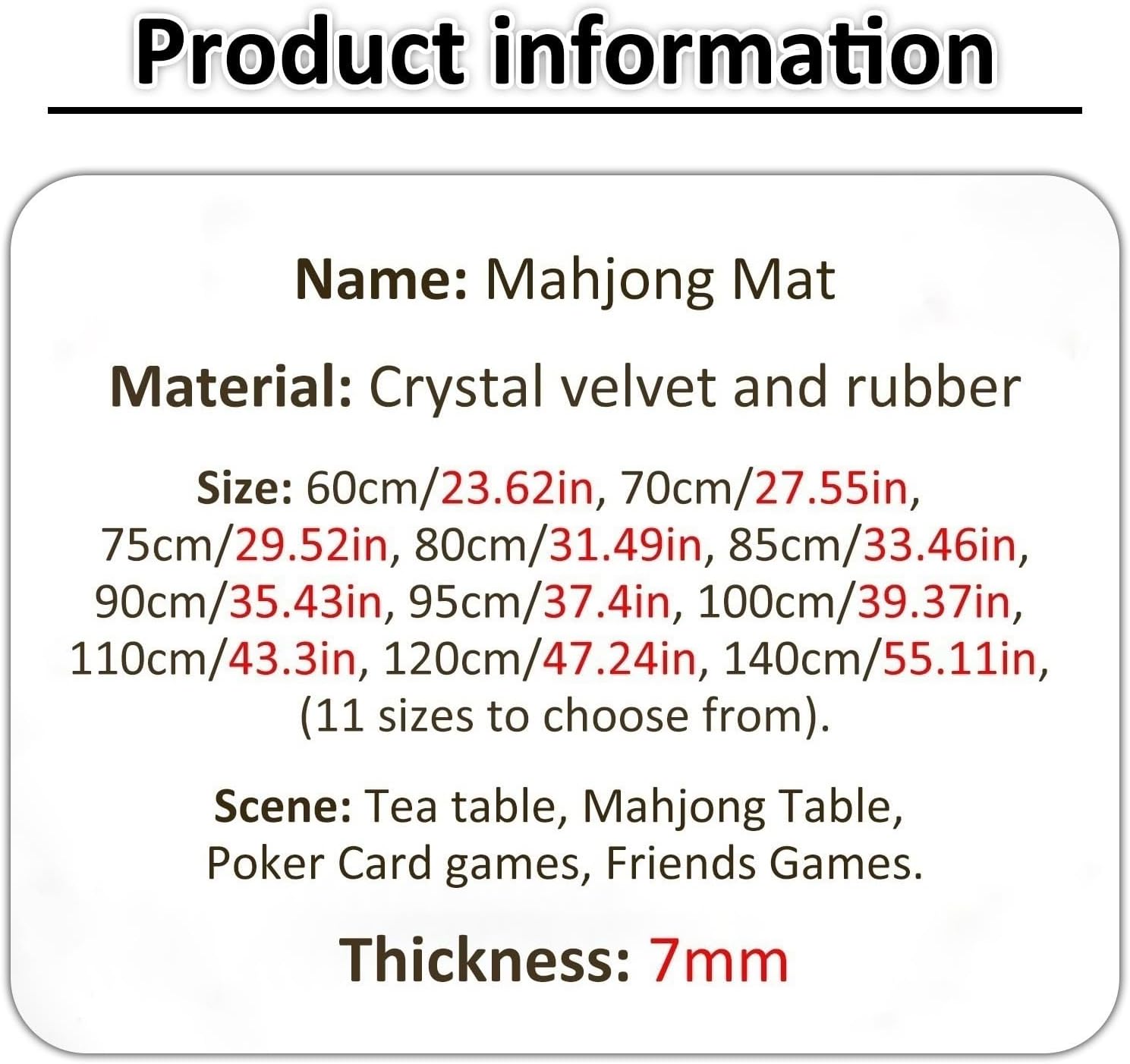 Round Mahjong Mat with Black Carrying Bag, Thick Mute Tablecloth, Carpet and Floor Mat for Mahjong Paigow Poker and Tile Game(85cm/33.46in)