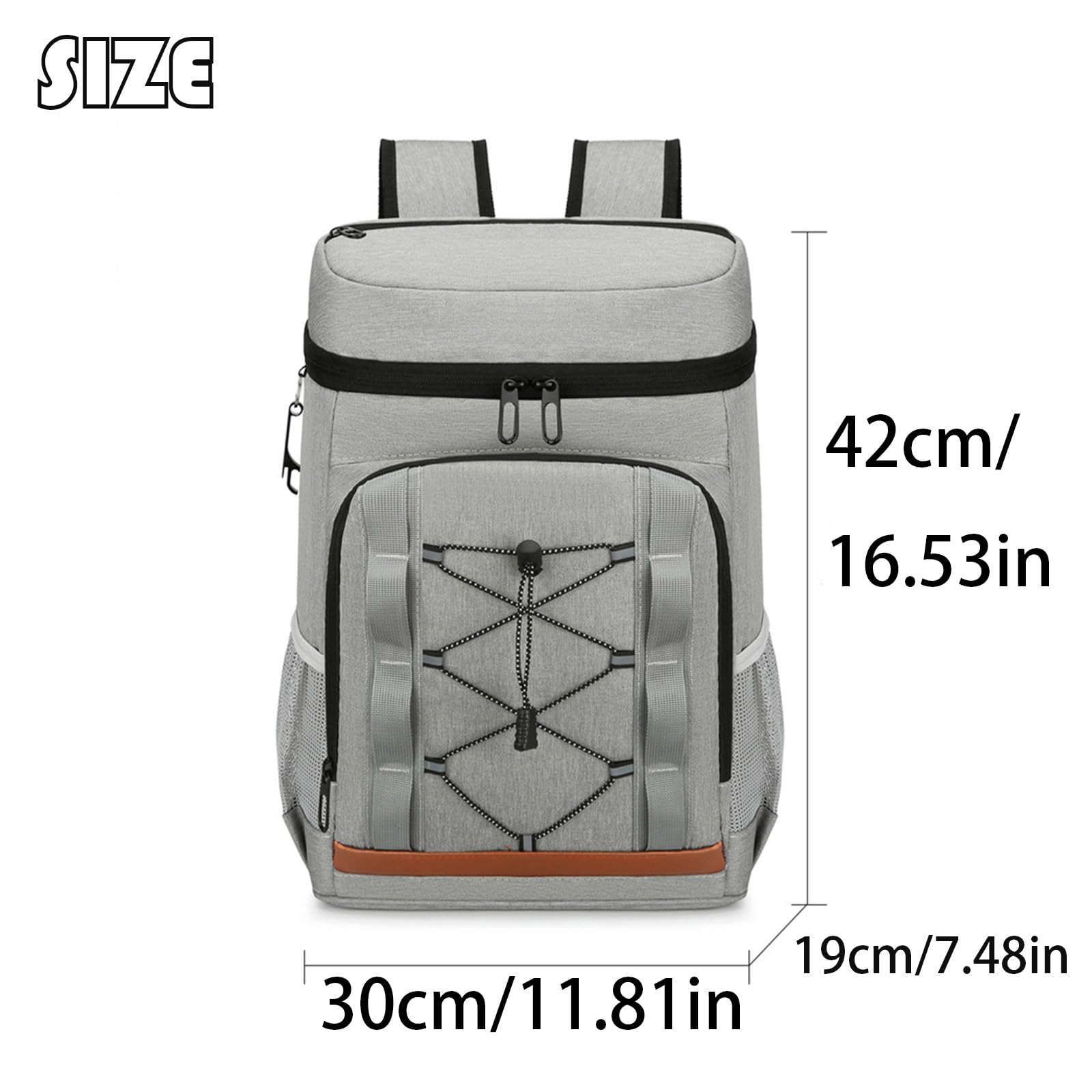 Zaino termico termico da 30 l, grande capacità, per picnic, picnic, spiaggia, campeggio, colore nero