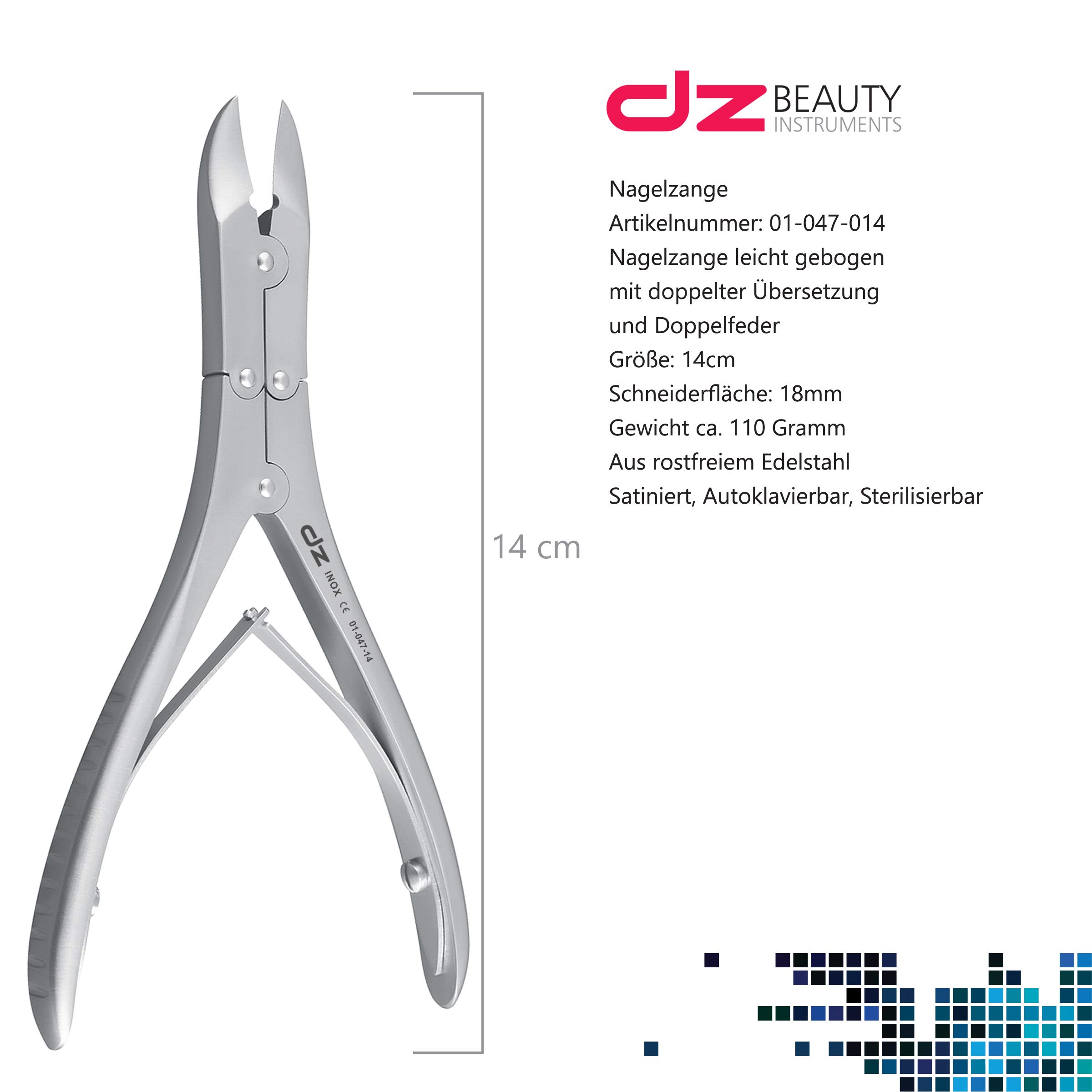 Nagelzange mit doppelter Übersetzung - gebogene Schneide - Nagelzange für starke Fußnägel (14cm, Gebogene Schneide)
