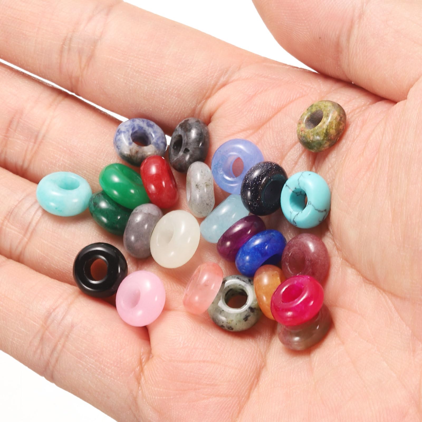 Amazon.co.jp: HARFINGTON 15個 天然石ビーズ 5x10mm フラット