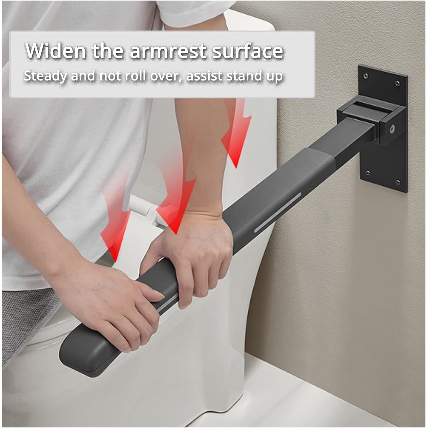 Barra de Seguridad abatible para Inodoro, pasamanos de Seguridad para baño, Montaje en Pared, pasamanos de Seguridad para baño, Barra de Agarre Antideslizante de Acero Inoxidable, Ayuda para el