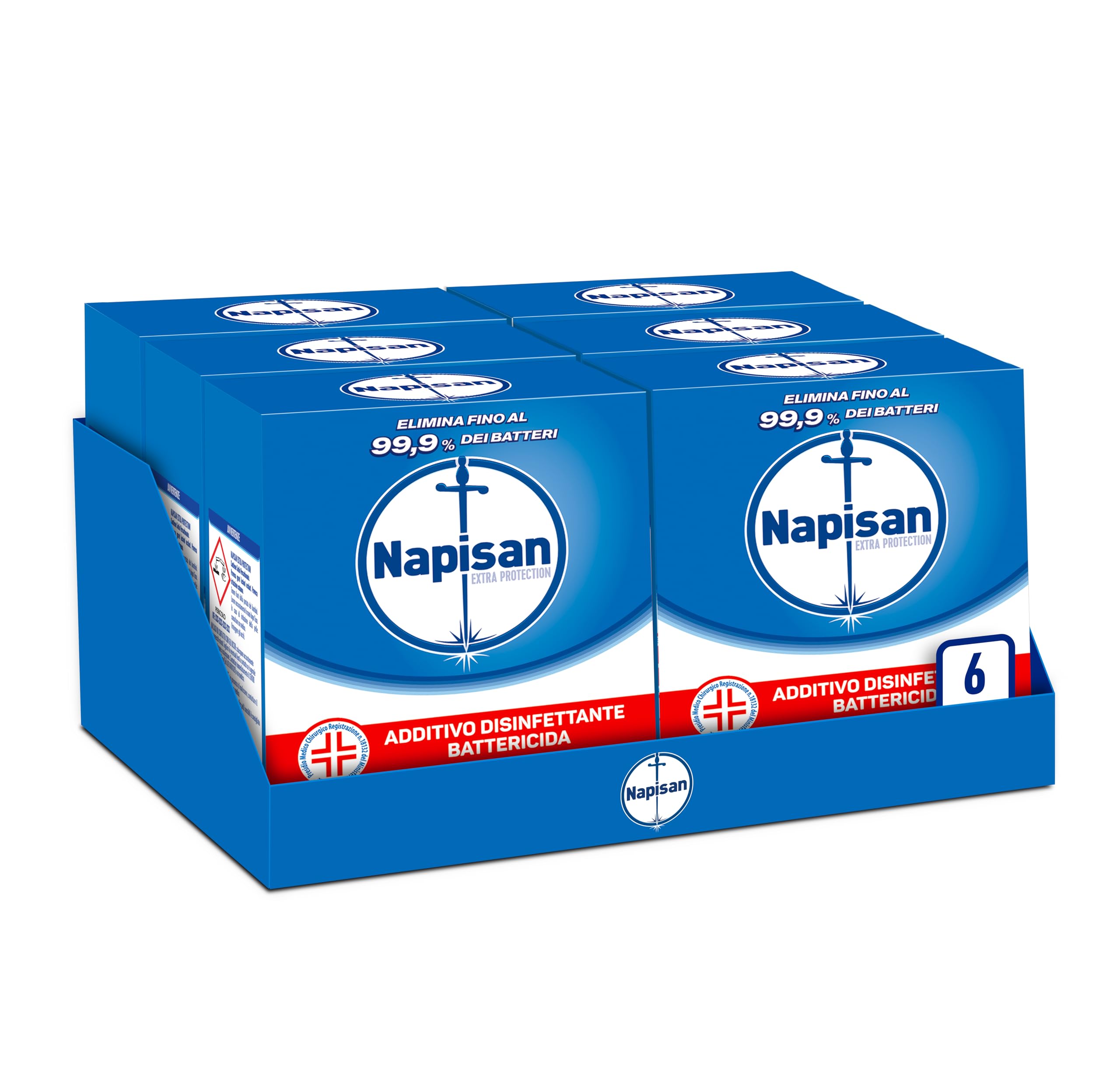 Napisan Additivo Lavatrice Igienizzante Extra Protection in Polvere 500gr, 6 Confezioni da 500gr di Additivo in Polvere Lavatrice