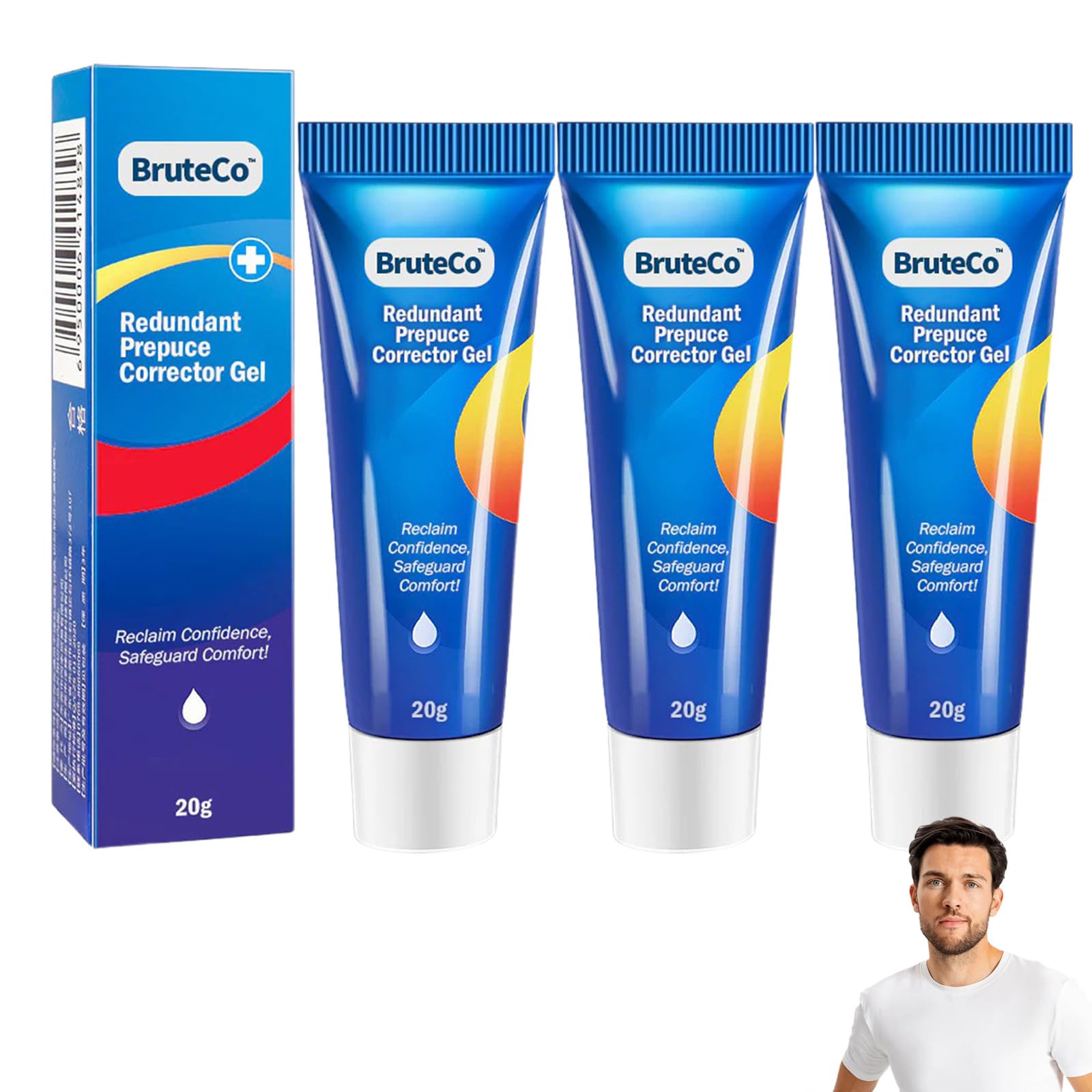 BruteCo Redundant Prepuce Corrector Gel, Prepuce Corrector Gel, BruteCo Correction Gel, for Excessive Foreskin Increased Comfort, Moisturizes and Hydrates the Skin (3 Pack)