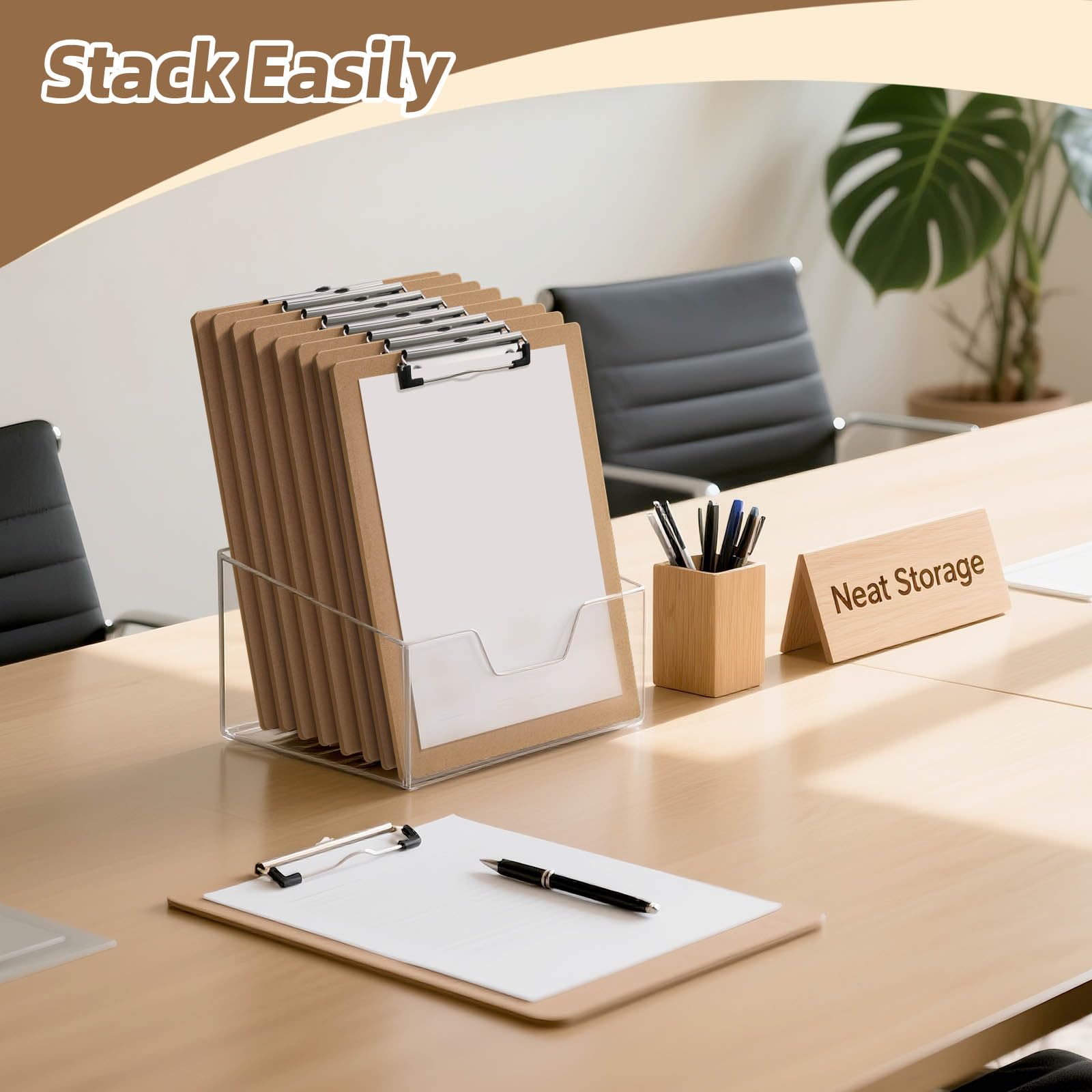 Happyhapi Klemmbretter aus Hartfaserplatte, Büro-Klemmbretter, Standard-A4-Briefgröße (22,9 x 32,5 cm) mit niedrigem Profil-Clip, Holz-Klemmbretter für Büro, Schule, Krankenhausbedarf, 20 Stück