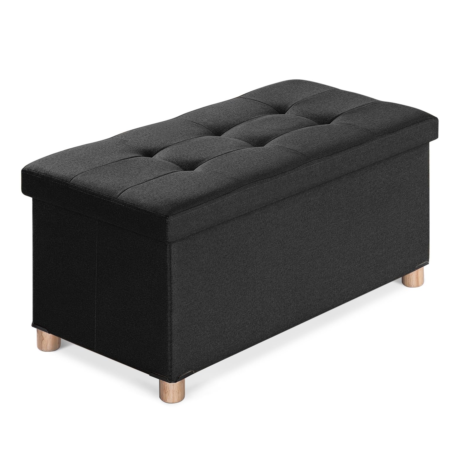 BRIAN & DANY Folding Storage Ottoman Bench, Storage Chest, Foot Rest Stool, Bedroom Bench with Storage,Black