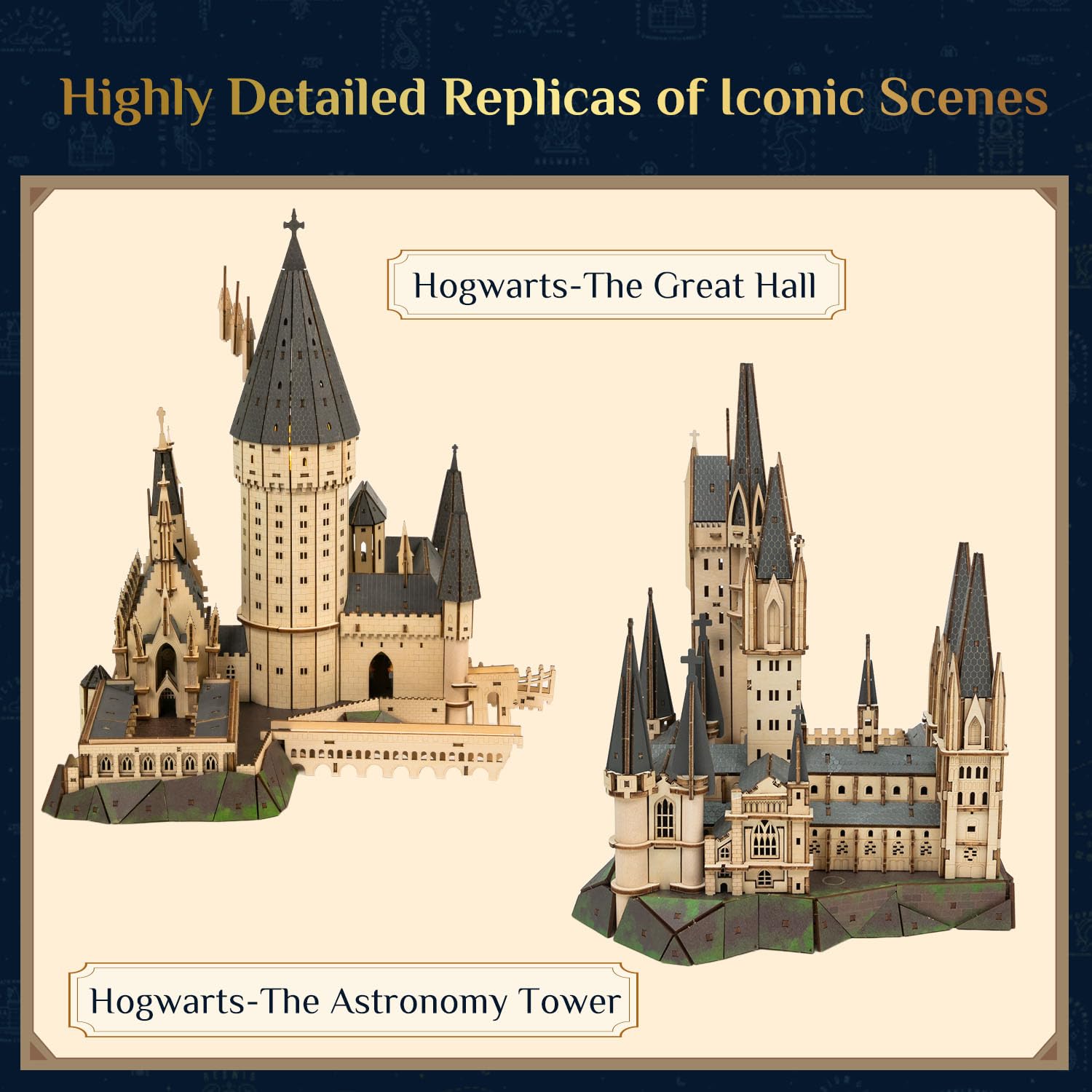 PUREMIND Harry Potter Offiziell Lizenziertes 3D Holzpuzzle - Hogwarts Astronomieturm Modellbausatz für Erwachsene mit Licht & Musik - Magisches Schloss DIY Sammler-Dekoration & Geschenk für Fans