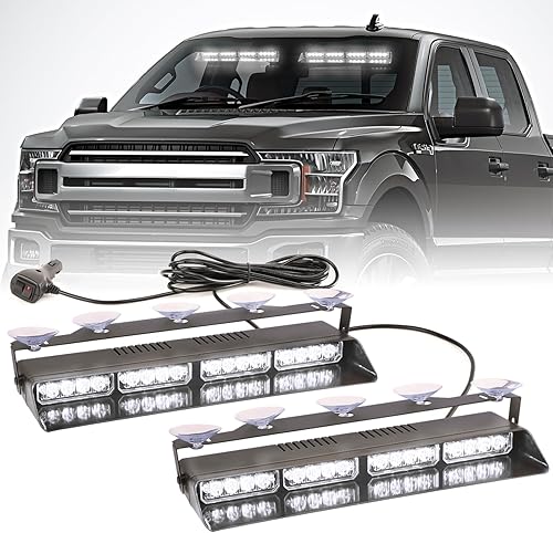 Miniatura 7 de PKINGLAKE Barra de luz estroboscópica LED 2 en 1 para tablero de emergencia, parabrisas delanterotrasero, luces interiores de advertencia