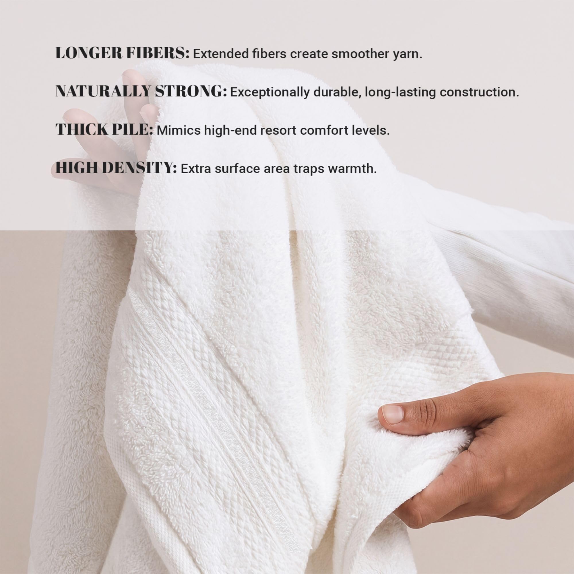 Superior Set di 4 asciugamani da bagno in cotone turco, per doccia, bagno per ospiti, casa, bagno essenziale, ad asciugatura rapida, spessi, morbidi, spessi, pesanti, per spa, hotel, resort