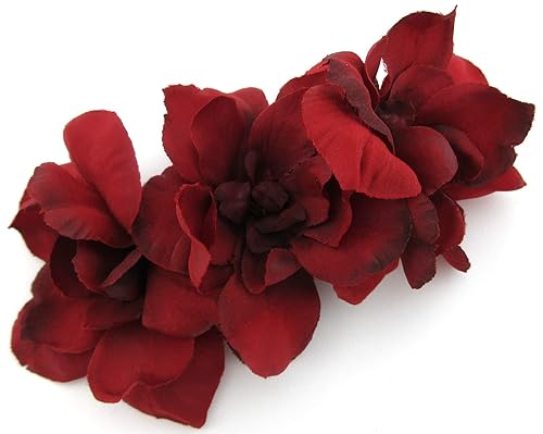 Miniatura 3 de Triple Red Apple Blossom Silk Flower Hair Clip with Teeth