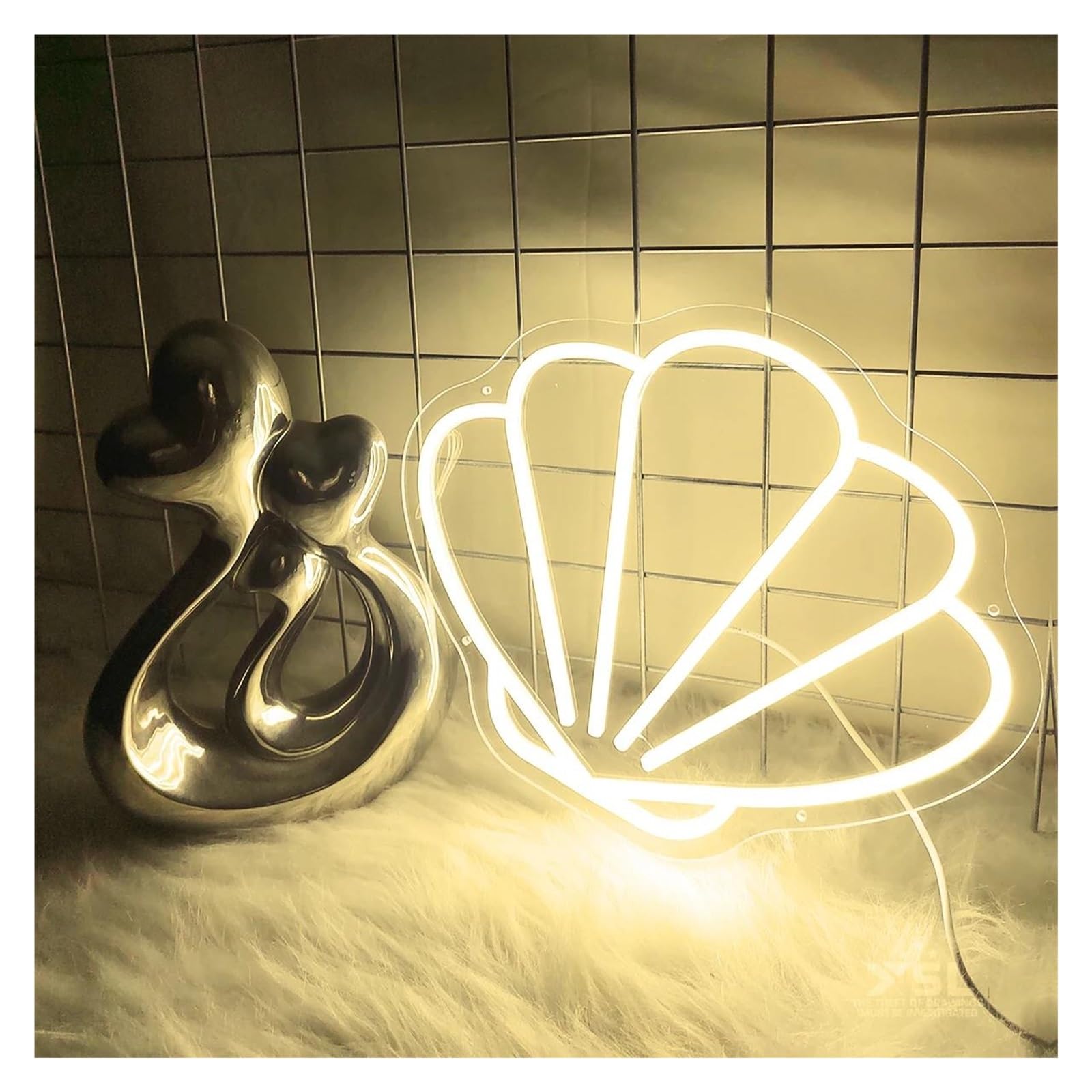 SHOUXI Sign Lamp Shell Shape Neon Sign Beauty Room Decor Salon Wall Decor Gaming Room Bedroom(F,21X26cm)