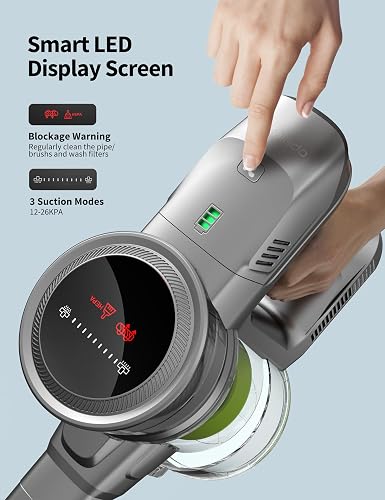 kalado Aspirateur sans Fil 26000pa, Aspirateur Balai sans Fil avec 3 Modes, Écran LED, Batterie Amovible, Collecteur De Poussière De 1,5 L, Adapté Aux Sols Durs, Tapis, Voitures Et Poils d'animaux - 6
