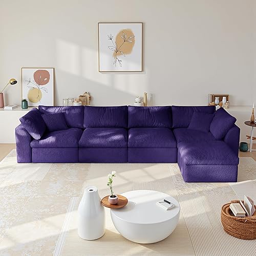 Miniatura 19 de Cloud - Sofás seccionales para sala de estar, sofá convertible con otomana, sofá modular con asiento profundo, no requiere montaje con almohadas