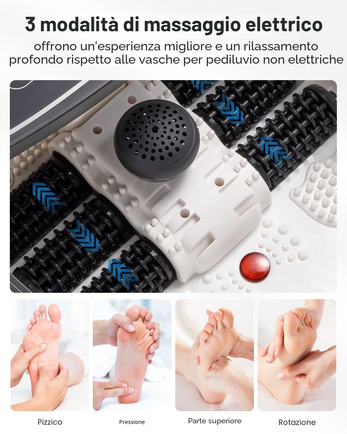 RENPHO Pediluvio piedi con Riscaldamento Veloce Massaggio Automatico e Potenti Getti di Bolle, Rulli Massaggianti shiatsu Motorizzati, Pedicure per Piedi Stanchi, Temperatura Regolabili