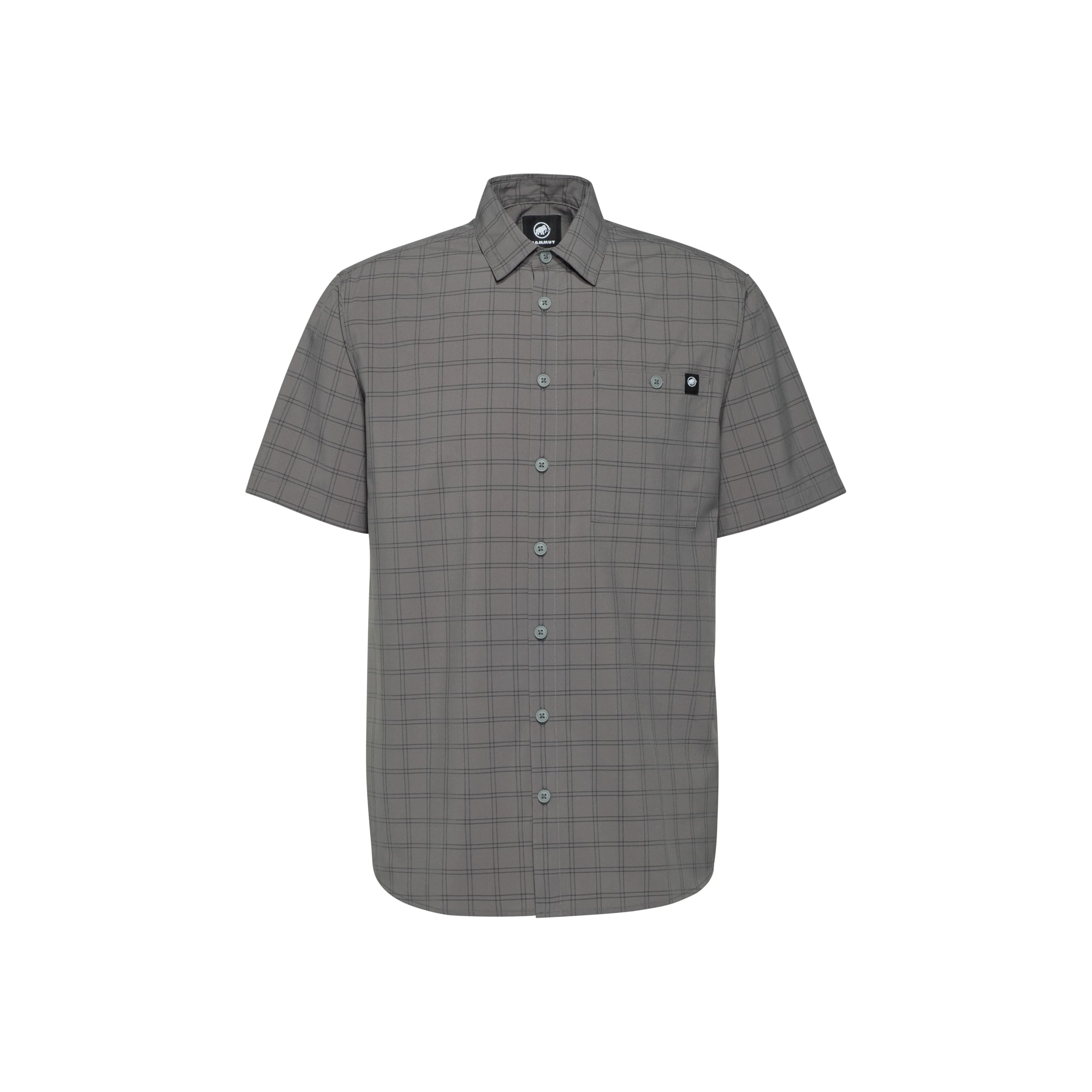 Mammut Lenni Shirt Men – Koszula Trekkingowa Męska | Krótki Rękaw, Ochrona UV, Szybkoschnąca i Oddychająca | Rozmiar XXL, Stalowy-czarny