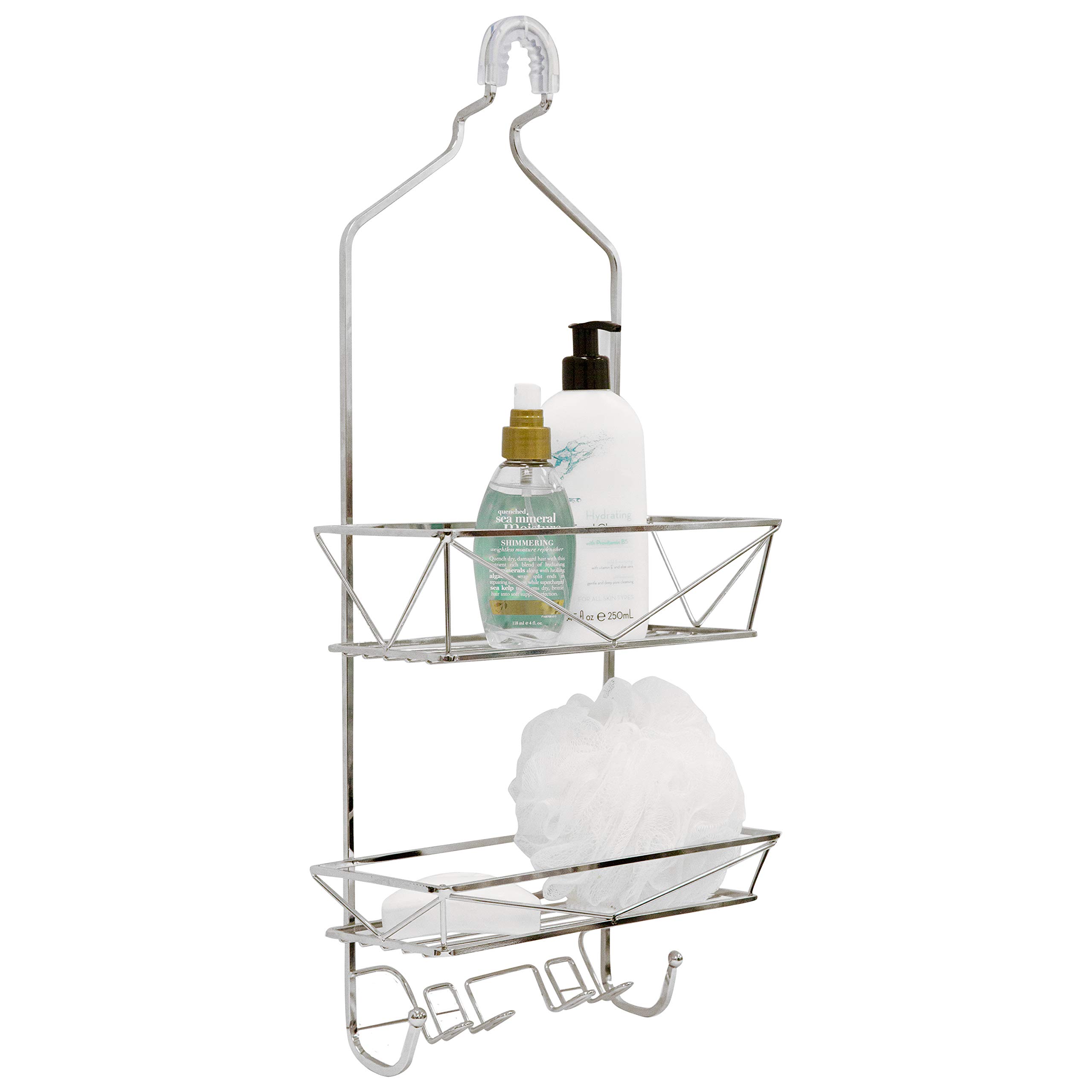 Bath Bliss Geode Bathroom Head Storage and Organization in Chrome Shower Caddy 12 Case