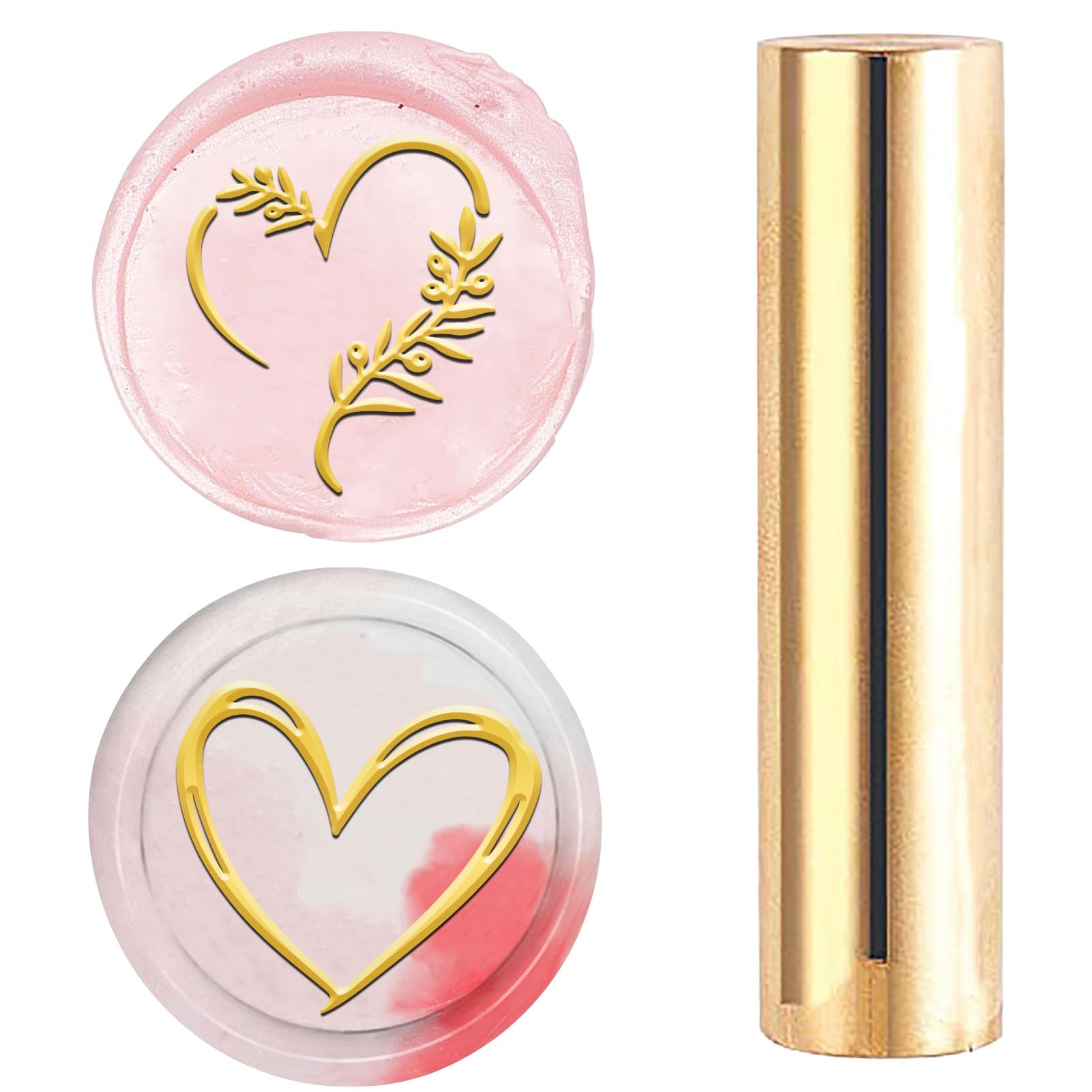 CRASPIRE Brass 2 Styles Pattern Headed Wax Seal Stamp 15mm Mini Heart Shaped Engraving Vintage Handle for Valentine's Day Mother's Wedding Invitation Card Envelopes Gift Wrapping Wine Package