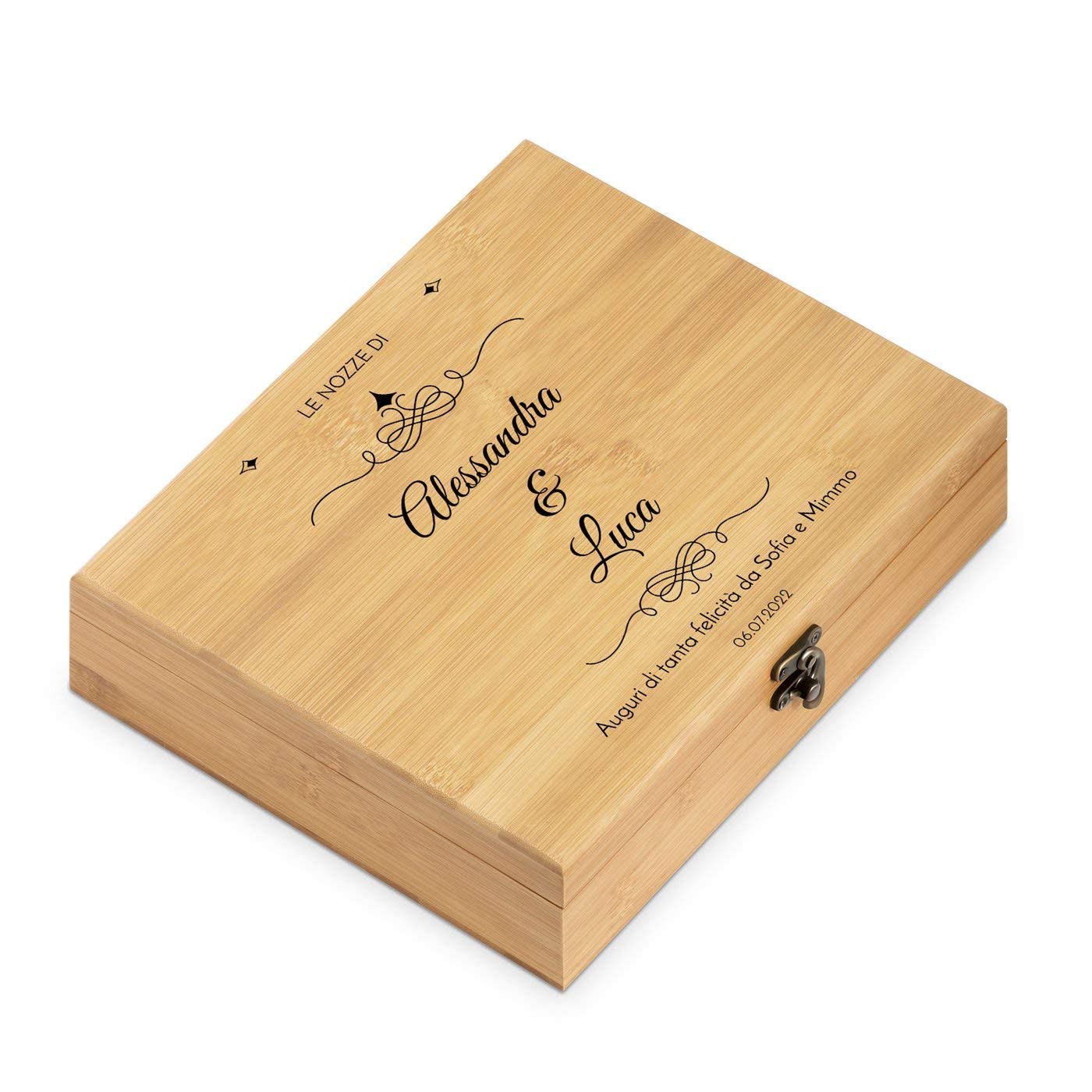 Maverton Kit Accessori da Vino Deluxe - Set Cavatappi da Vino Personalizzato - Scatola in Legno di bambù + 8 Pezzi di Accessori Vino - Idee Regalo per Anniversario - Nozze