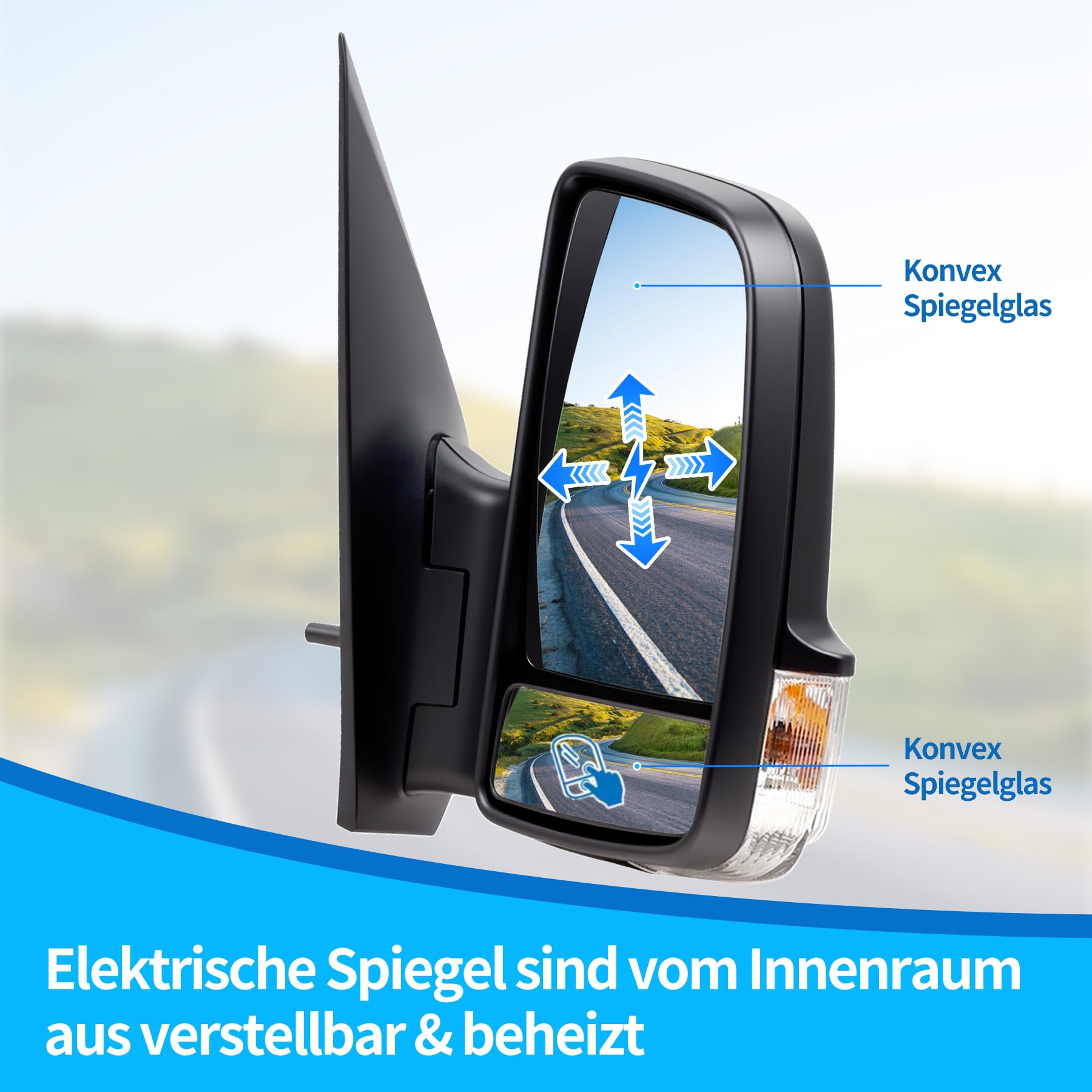 Außenspiegel Spiegel Rechts Komplett für Mercedes Spinter 906 Baujahr 2006- Seitenspiegel Elektrisch Mit Blinker Fahrerseite