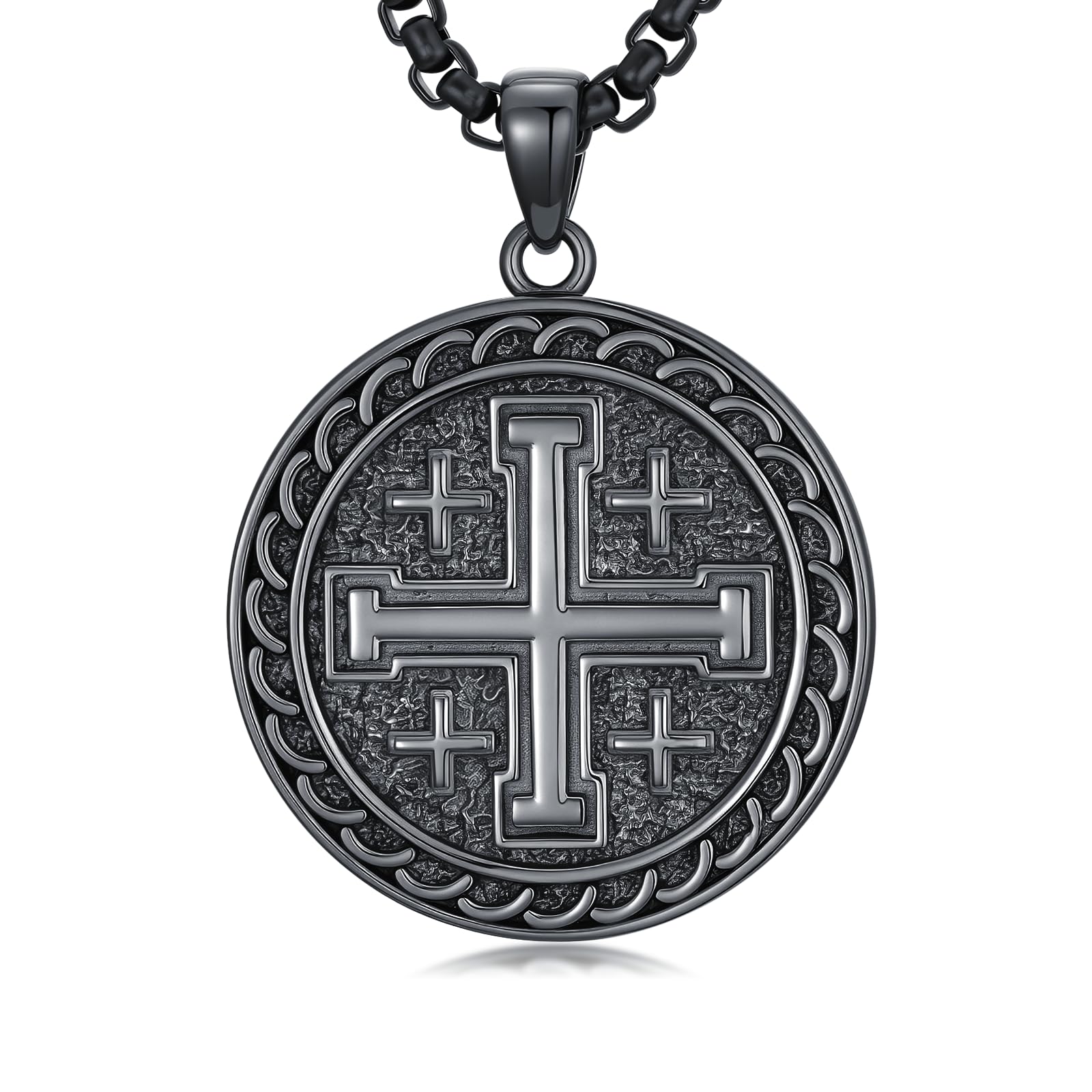 925 Sterling Silver Cross Pendant Necklace for Men Women Amulet Necklace Protection Jewelry Religious Gifts(With Gift Box)