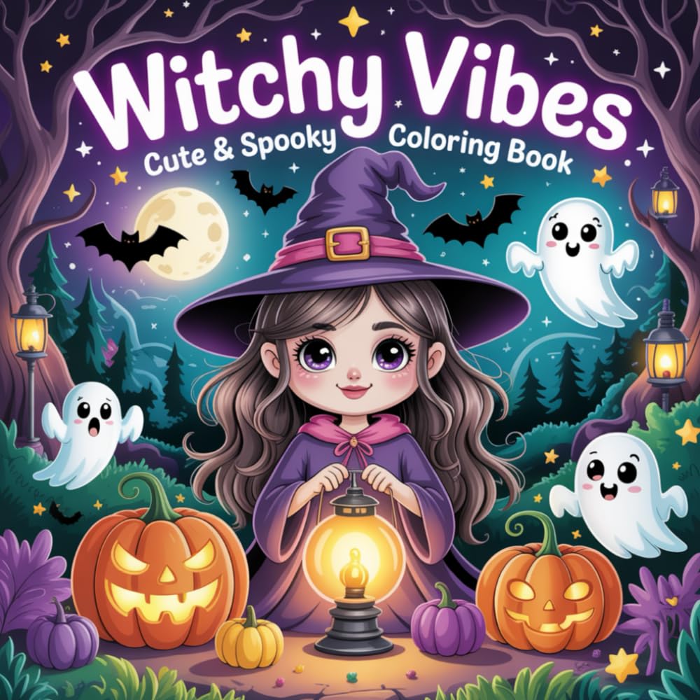 Witchy Vibes: Cute & Spooky Coloring Book
