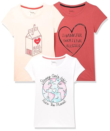 Max Girls Regular T-Shirt (Pack of 3)