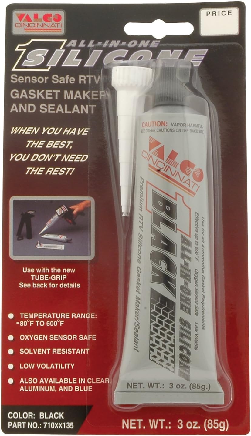 Sealant, All-in-One Black, Silicone, 3 oz Tube, Each