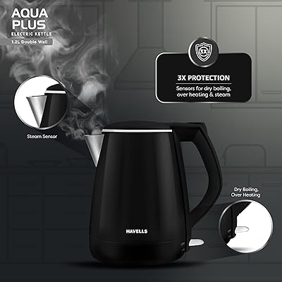 Havells Aqua Plus 1.2L electric kettle India 2026 SS304 food grade keep warm function auto shut-off office PG desk use Rs 999 honest review