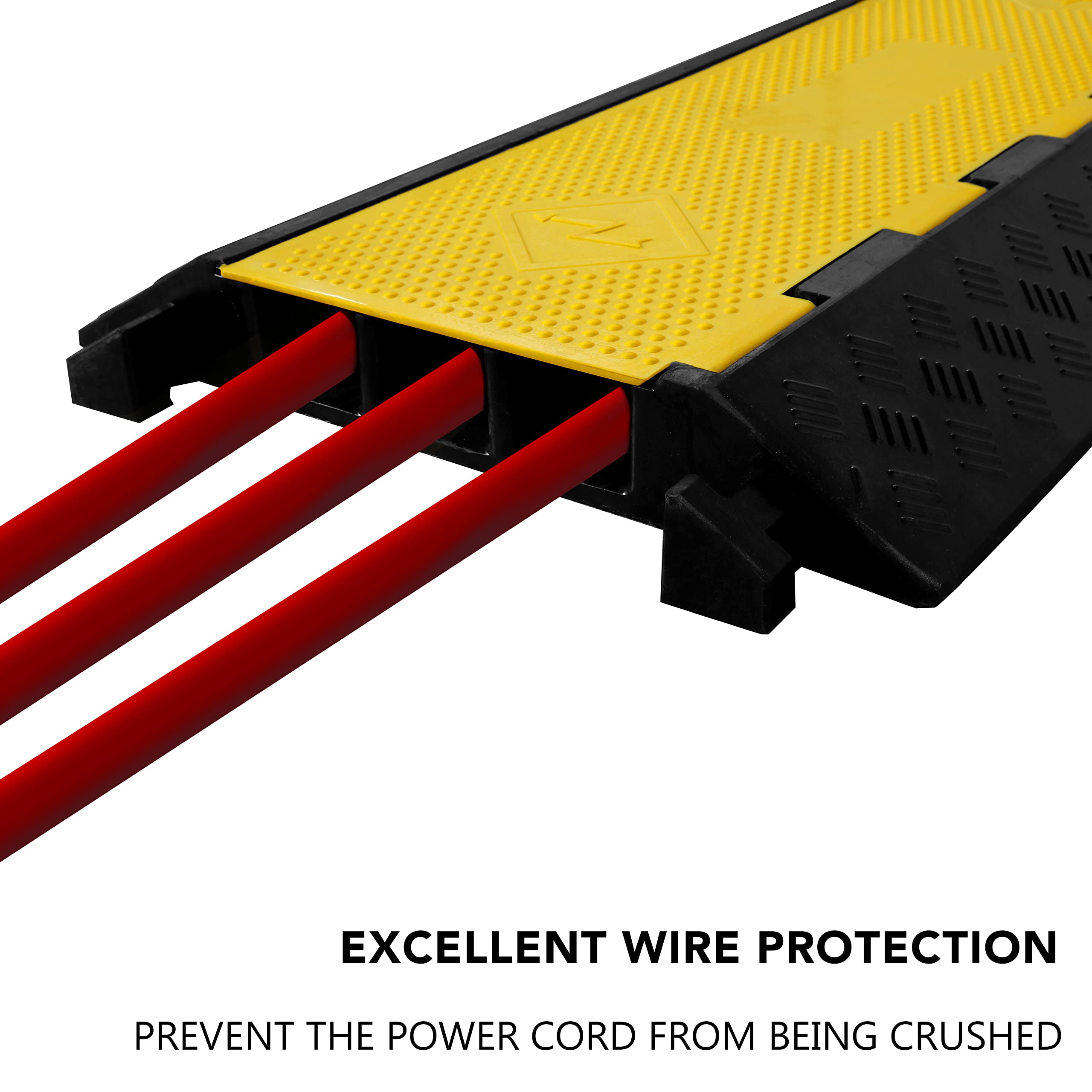 Rampa de goma para cable de 3 canales, protector de cable de manguera para exteriores, capacidad de carga de 22000 libras, cables de alimentación, cubierta de cable de extensión, tope de