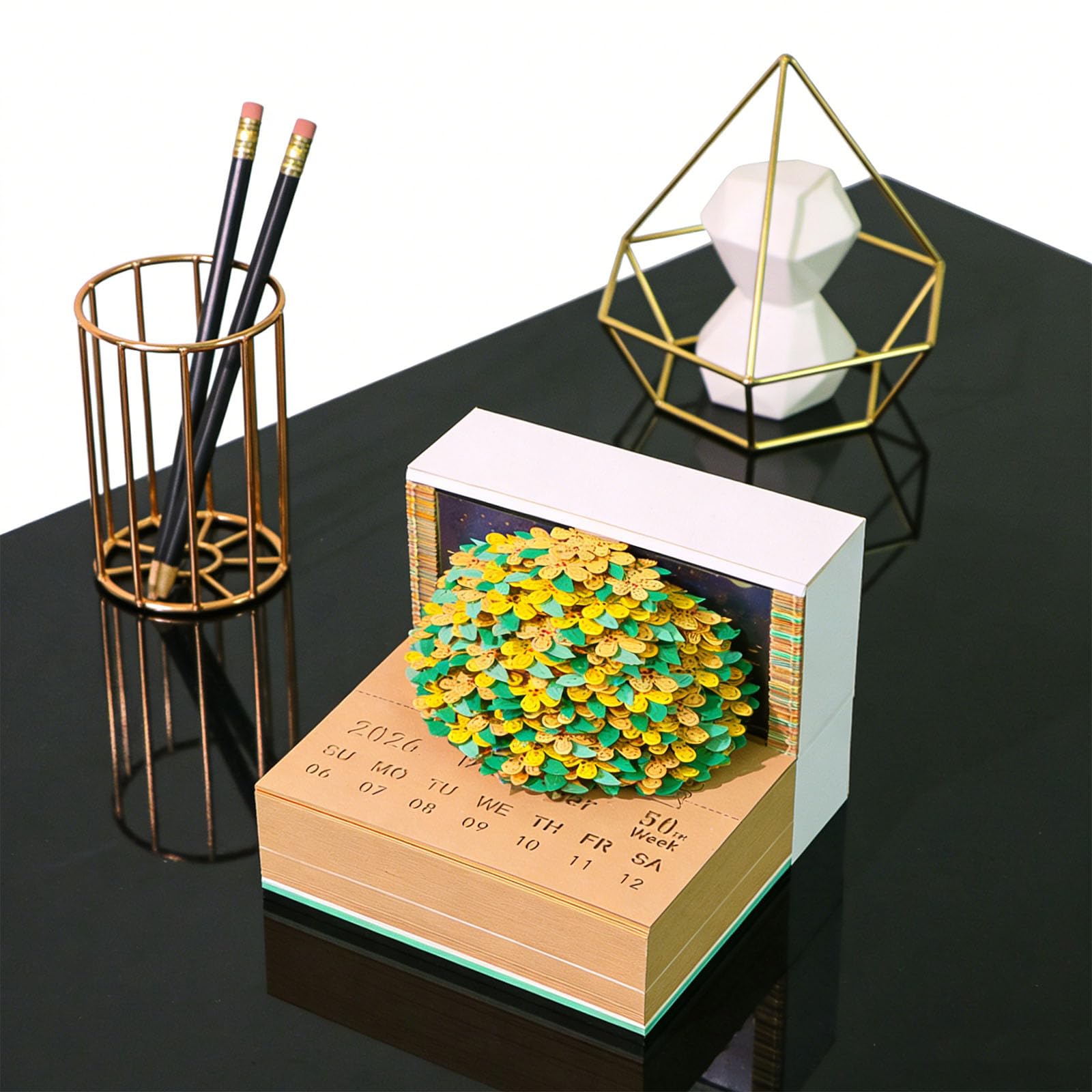 2026 Agenda settimanale con fiori profumati in carta 3D con note staccabili per decorazioni da scrivania Cancelleria elegante per uffici