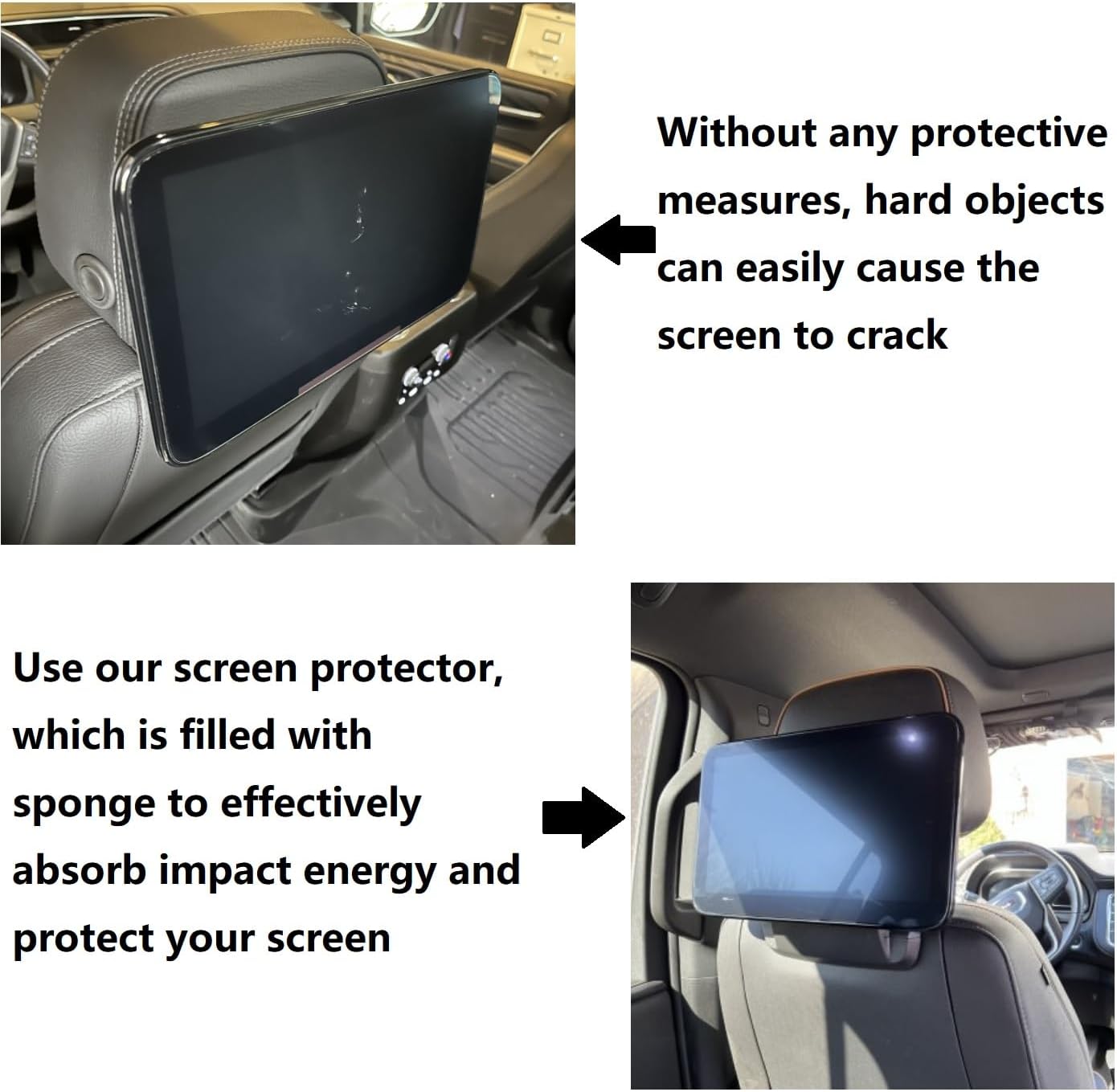 Premium Leather Screen Protectors for 2021-2025 Chevy Tahoe/Suburban & GMC Yukon | 2-Pack Luxury Shockproof Covers | Elastic Strap Design, Effortless Fit