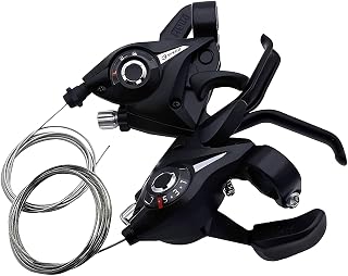 21-Speed Bike Shifter Brake Levers Set - 3x7 Speed with Gear Indicator, V-Brake Compatible for MTB & Road Bikes