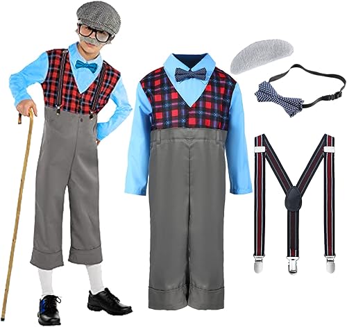 Miniatura 1 de Lingway Toys - Disfraz de hombre pequeño y viejo para niños finge ser abuelo, disfraz de celebración de 100 días de escuela para niños