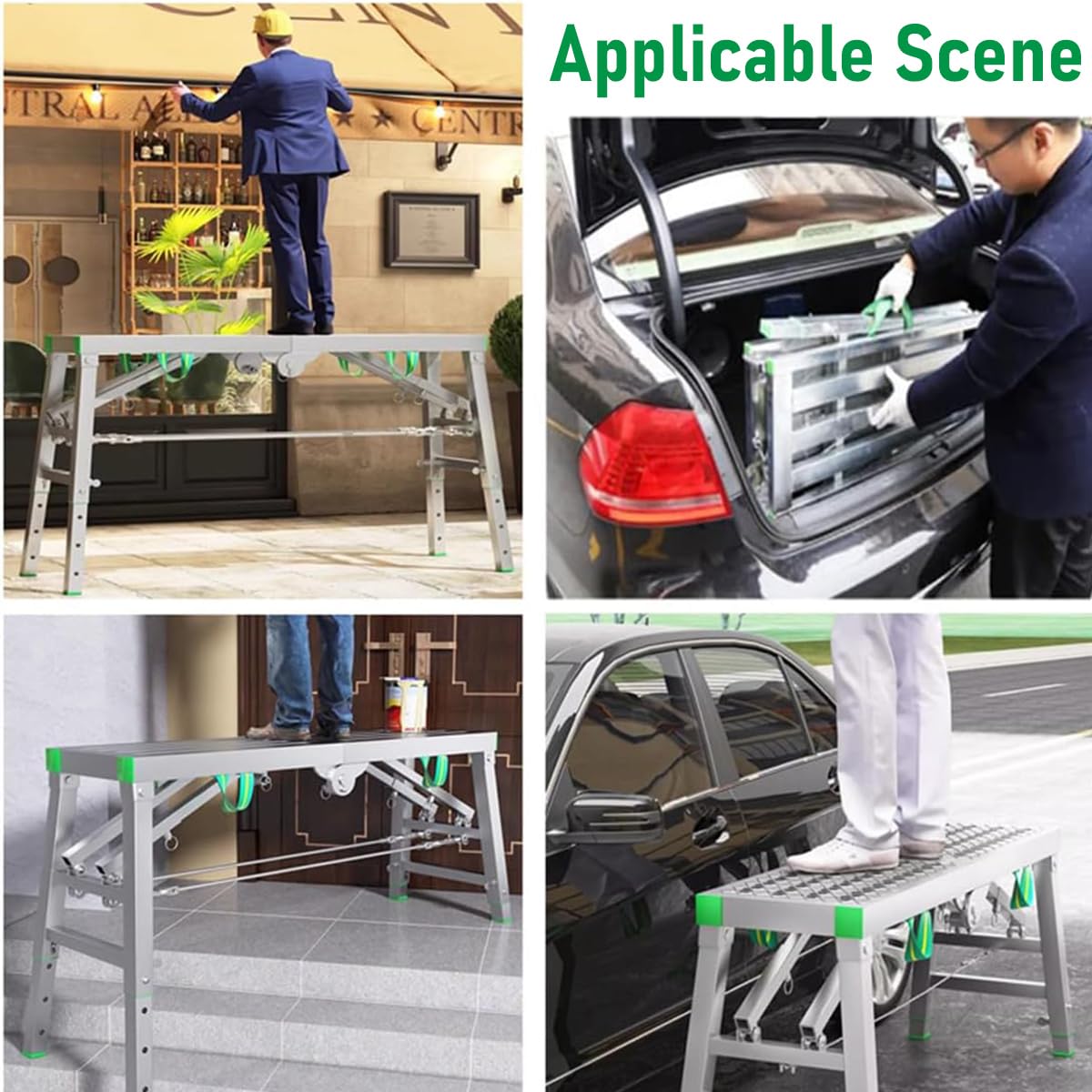 Ponteggi ad Altezza Regolabile, Piattaforma di Lavoro Pieghevole, Scaletta Portatile in Acciaio per la Pulizia di pareti Alte verniciate, cartongesso, Decorazioni per Camper