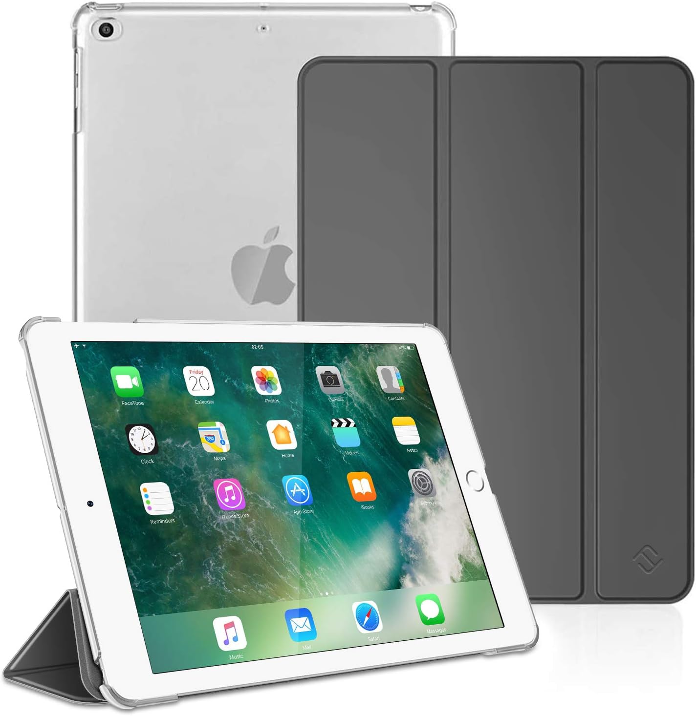 Fintie Case for iPad 9.7 2018/2017, iPad Air 2, iPad Air - Lightweight Slim Shell Cover with Translucent Frosted Back Protector Supports Auto Wake/Sleep for iPad 6th / 5th Gen, iPad Air 1, Space Gray