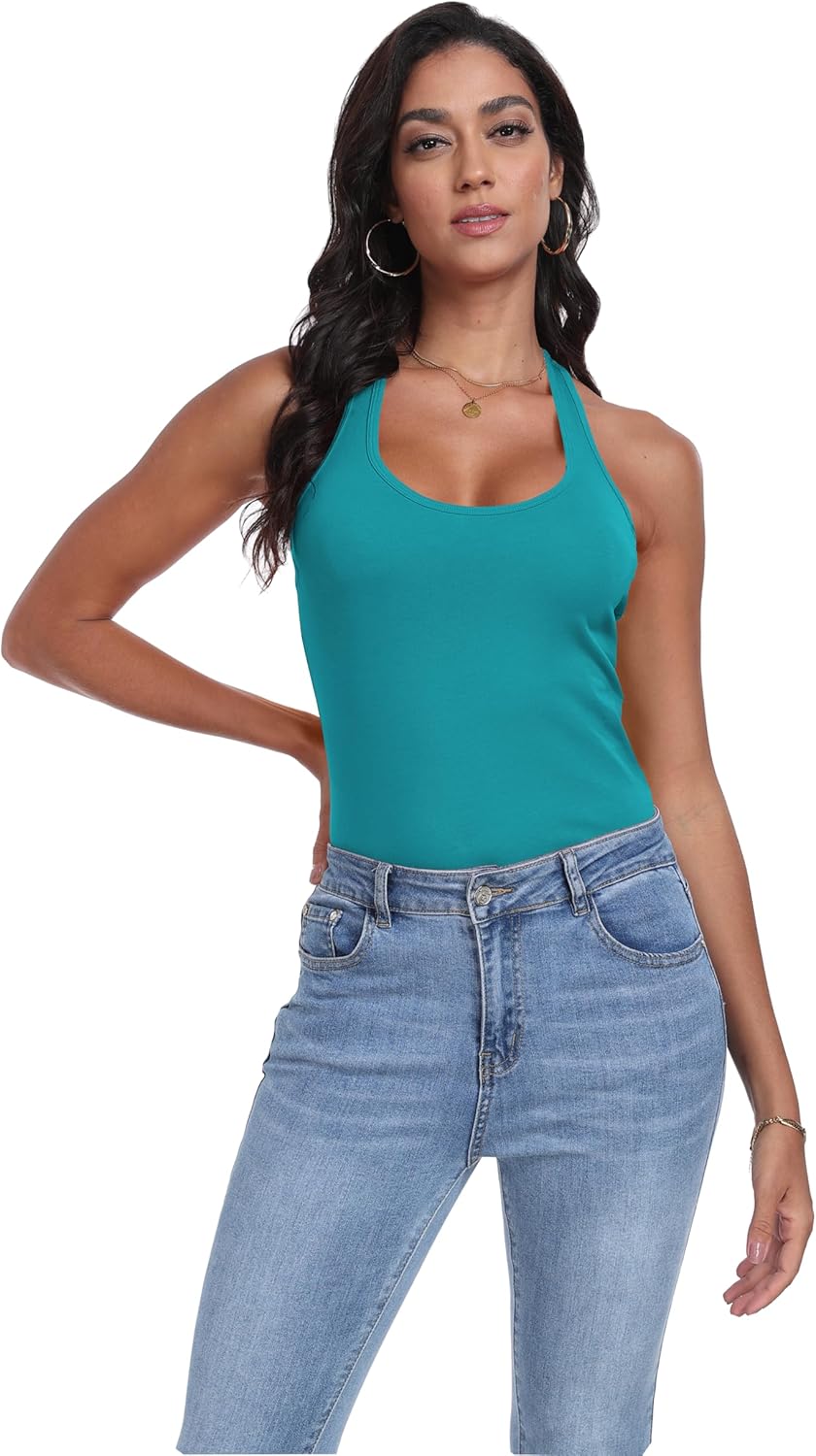 3 Packs Racerback Tank Tops for Women Long Workout Top Cotton Yoga Undershirt Gym Athletic Camisole - Image 4