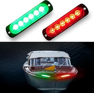 Boat Navigation Lights LED Bow Lights IP68 Waterproof 12V for Kayak Dinghy Jon Boat Bass Boat Surface Mount (Red & Green, 2Pcs)